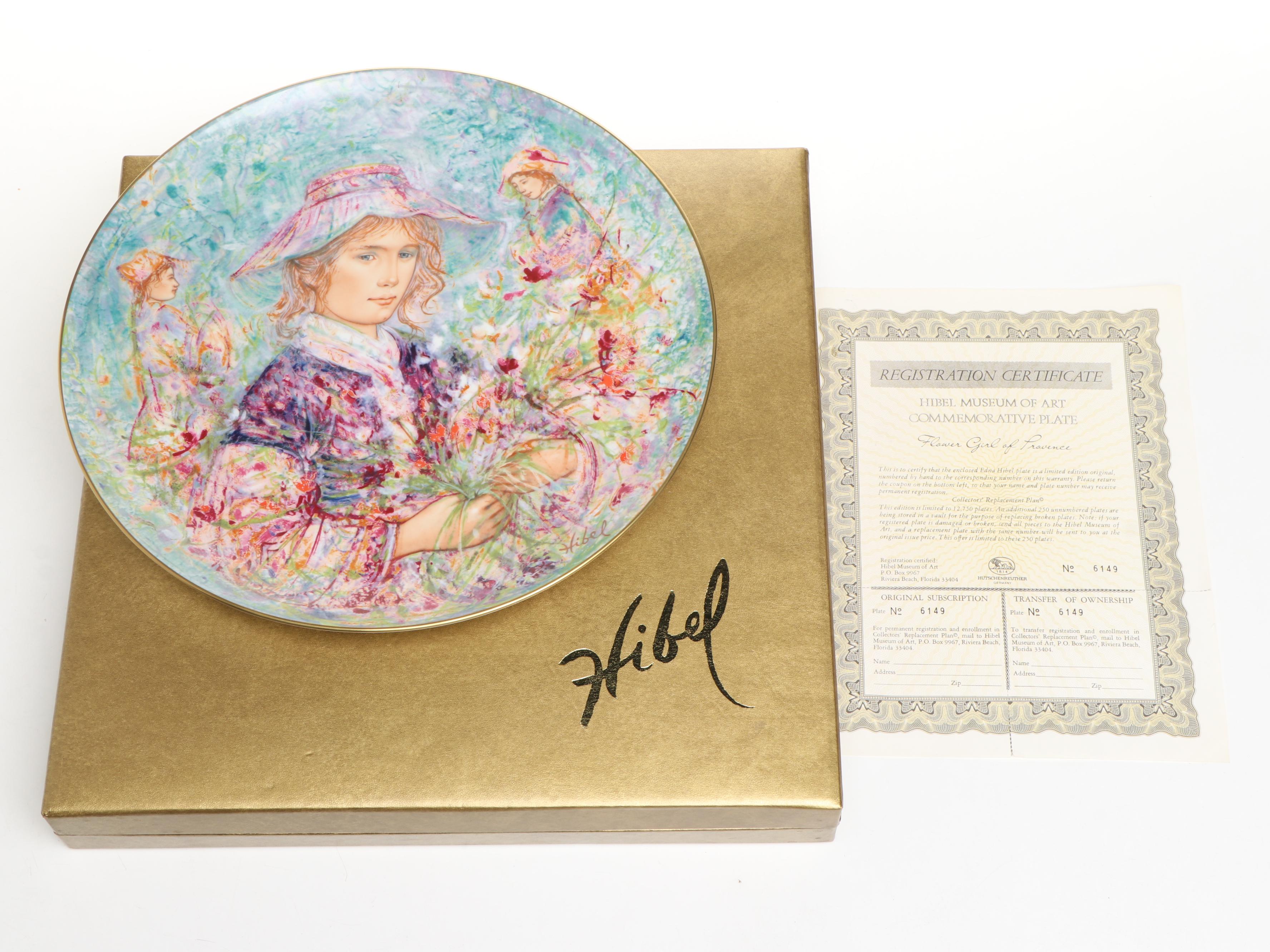 Edna Hibel "The Flower Girl of Provence" and "Lily" Porcelain Plates