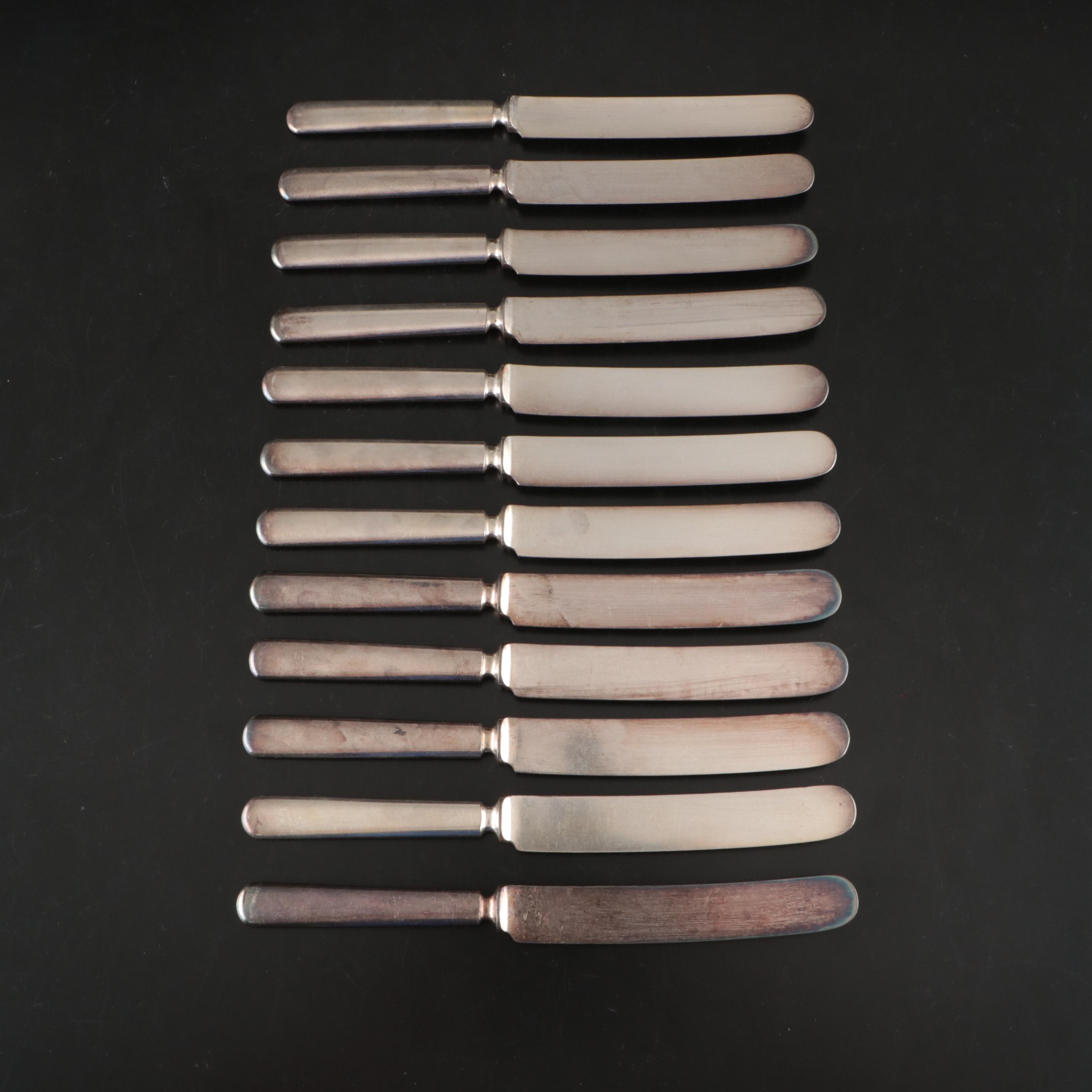 Community and Other Silver Plate Flatware with Embroidered Cutlery Rolls