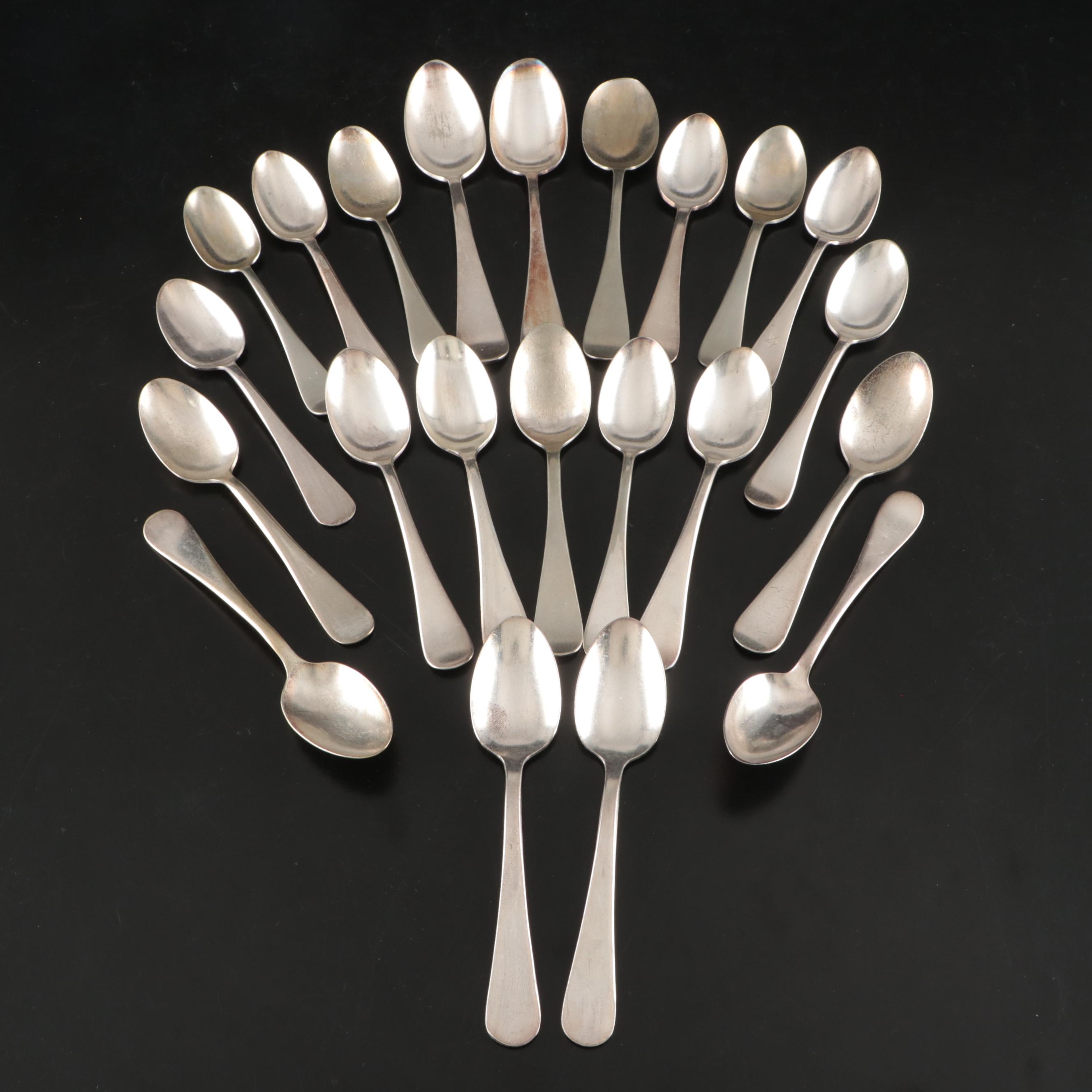 Community and Other Silver Plate Flatware with Embroidered Cutlery Rolls