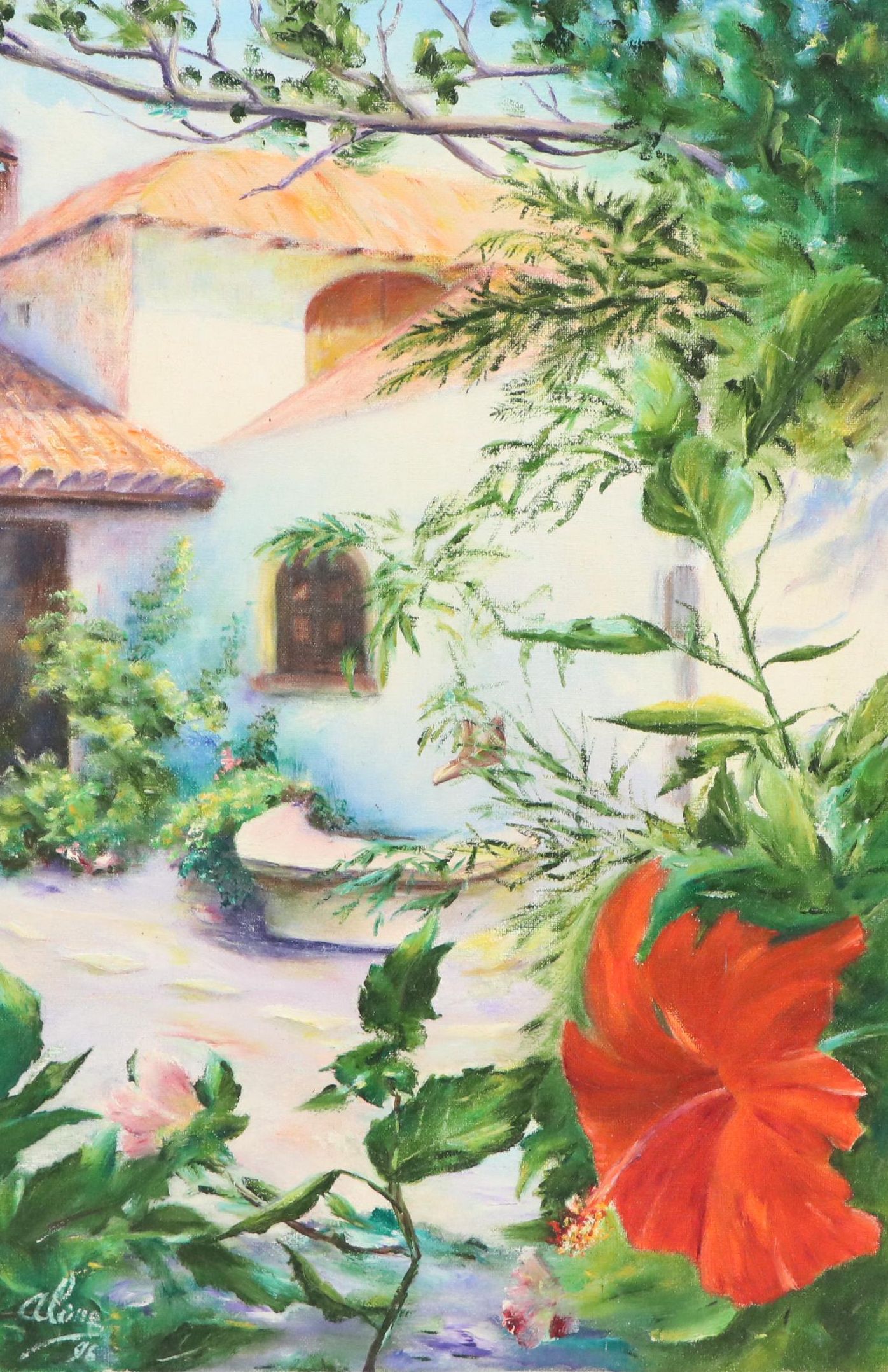 Garden Courtyard Oil Painting, 1996