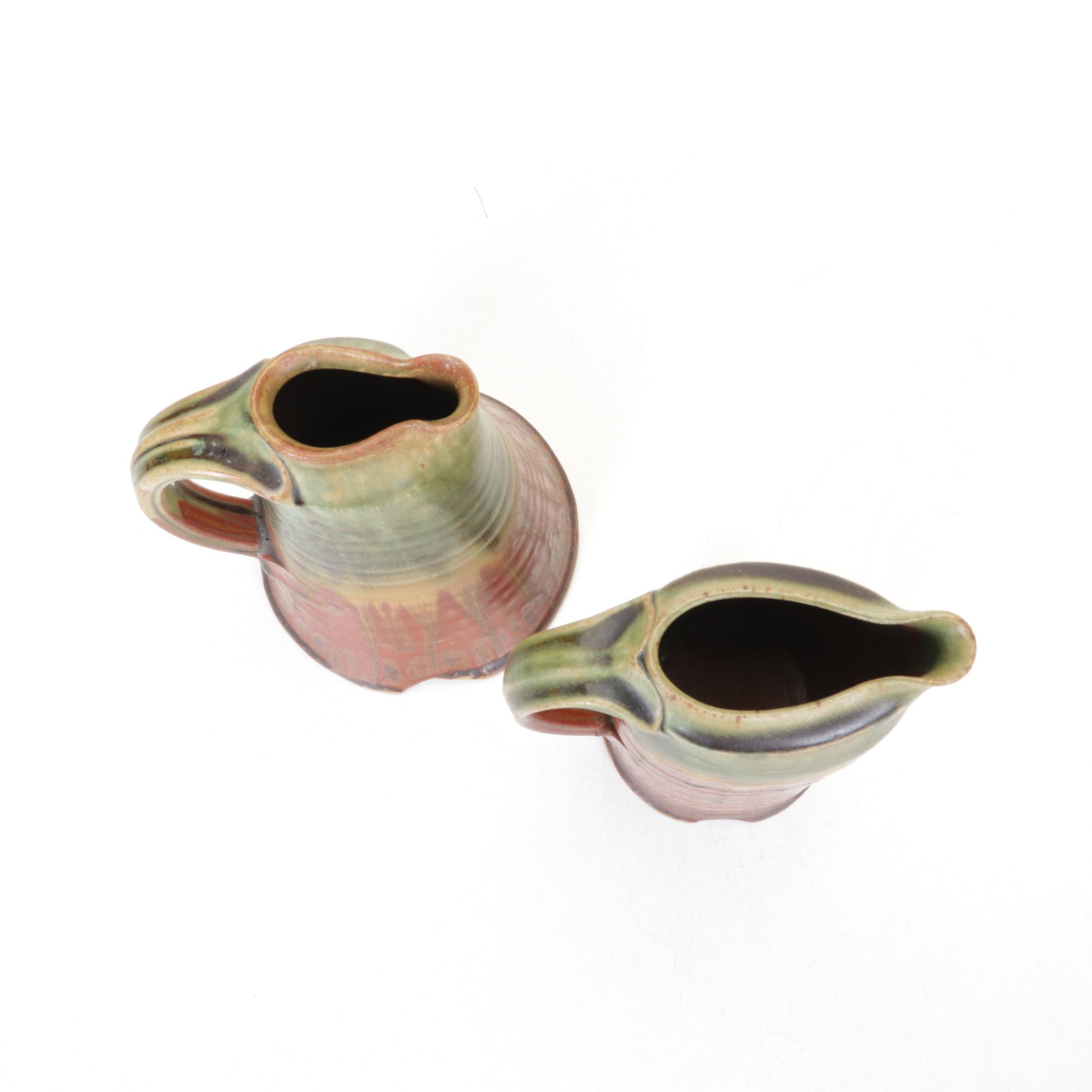 Hand-Thrown Drip Glazed Pottery Pitchers and Vases