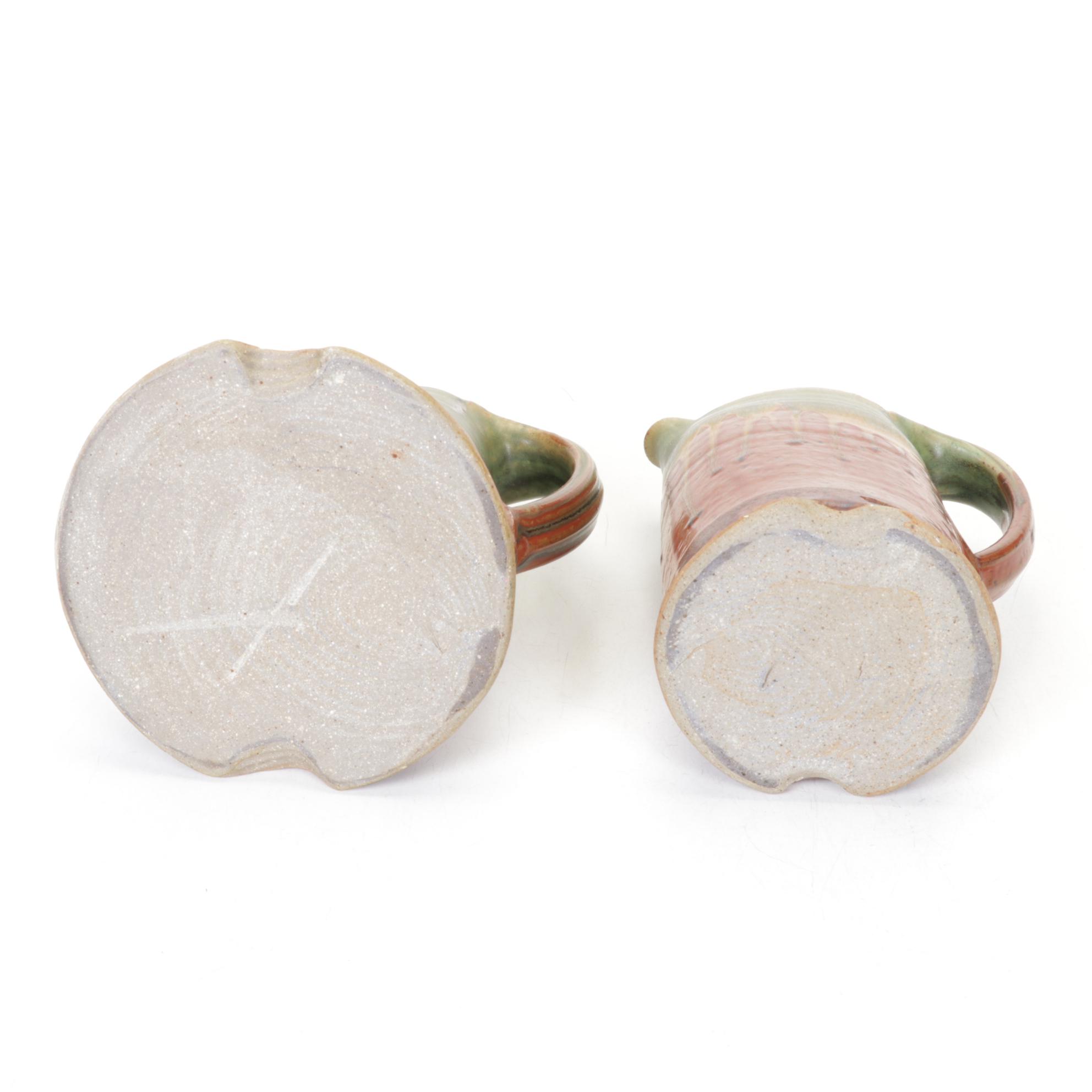 Hand-Thrown Drip Glazed Pottery Pitchers and Vases