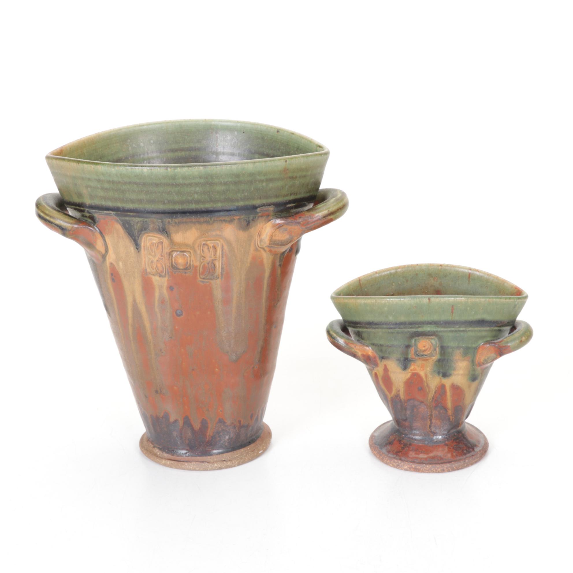 Hand-Thrown Drip Glazed Pottery Pitchers and Vases