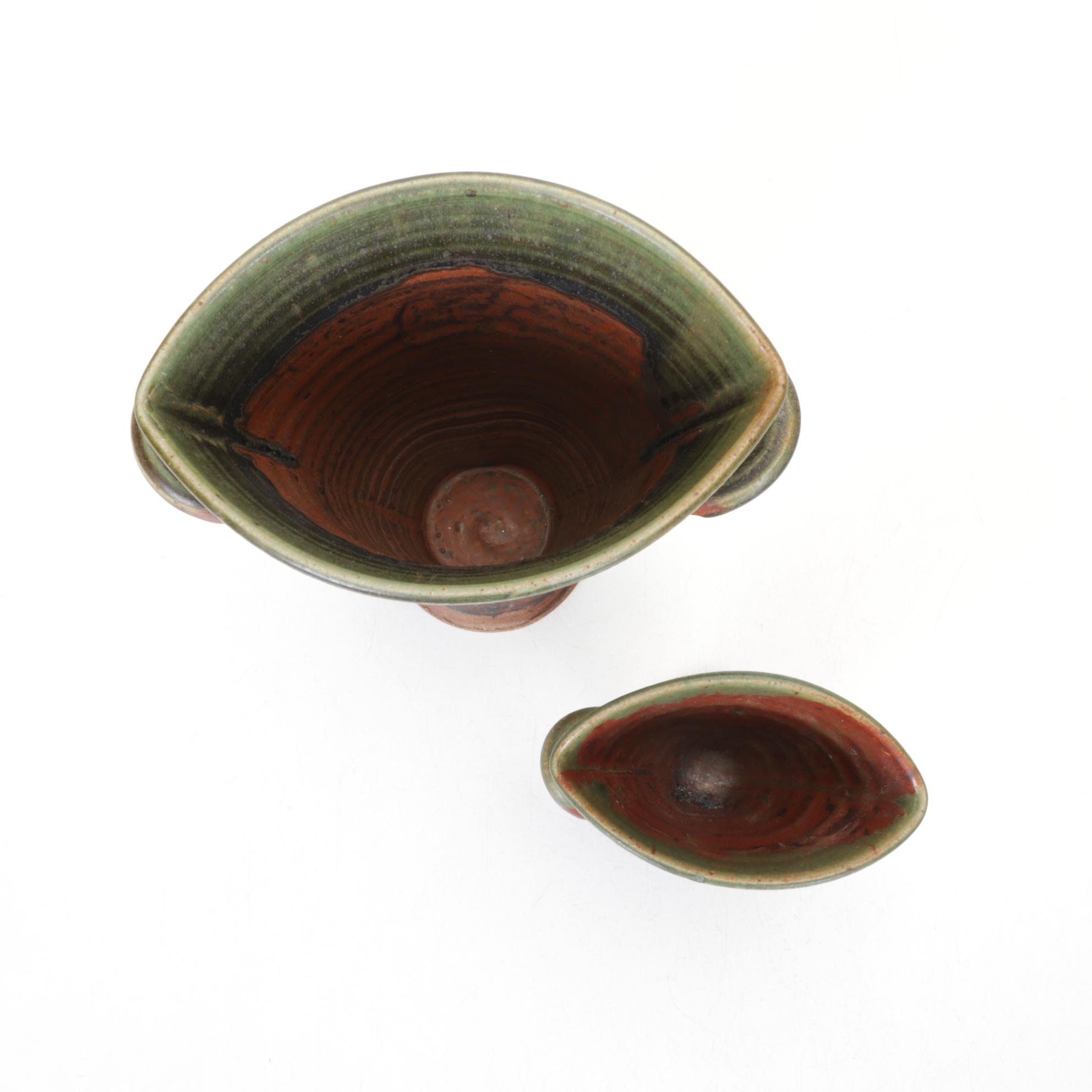 Hand-Thrown Drip Glazed Pottery Pitchers and Vases