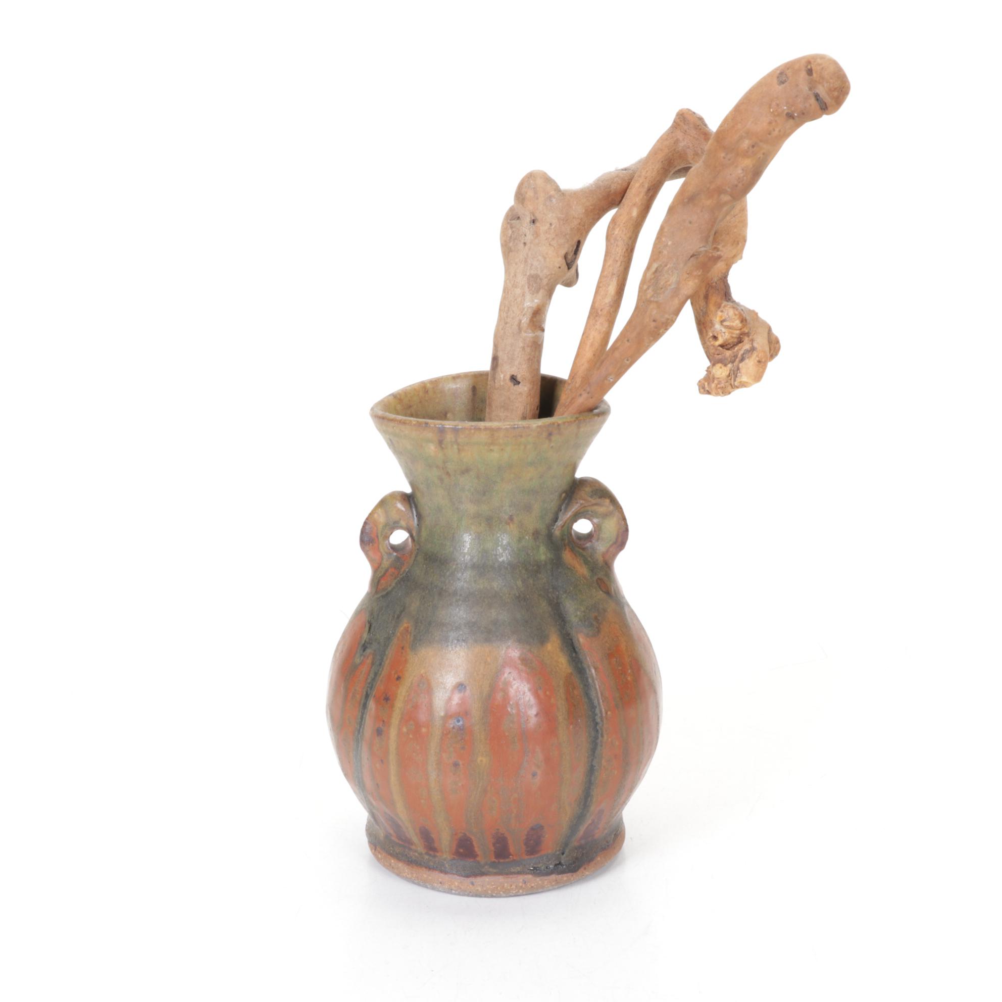 Hand-Thrown Drip Glazed Pottery Pitchers and Vases