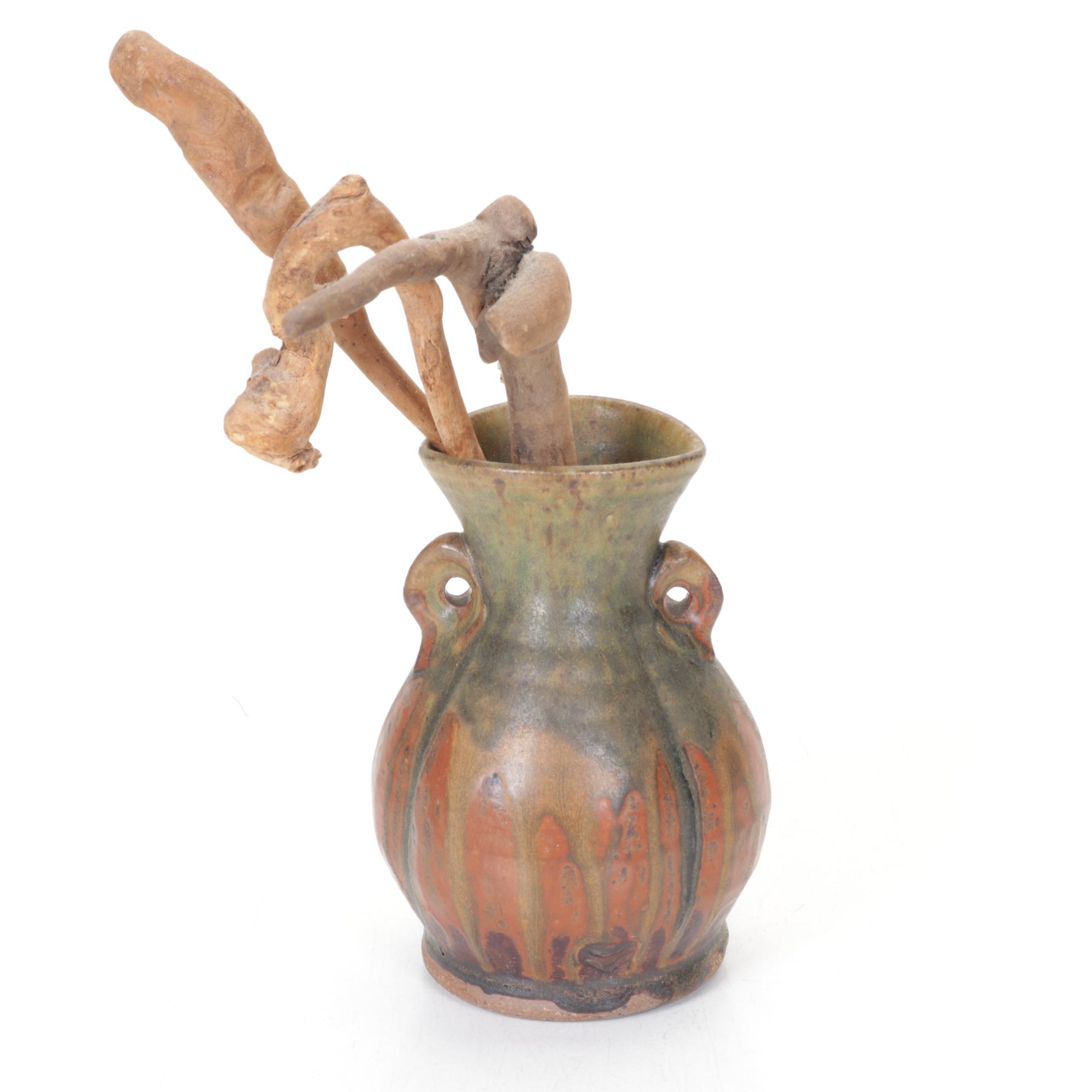 Hand-Thrown Drip Glazed Pottery Pitchers and Vases