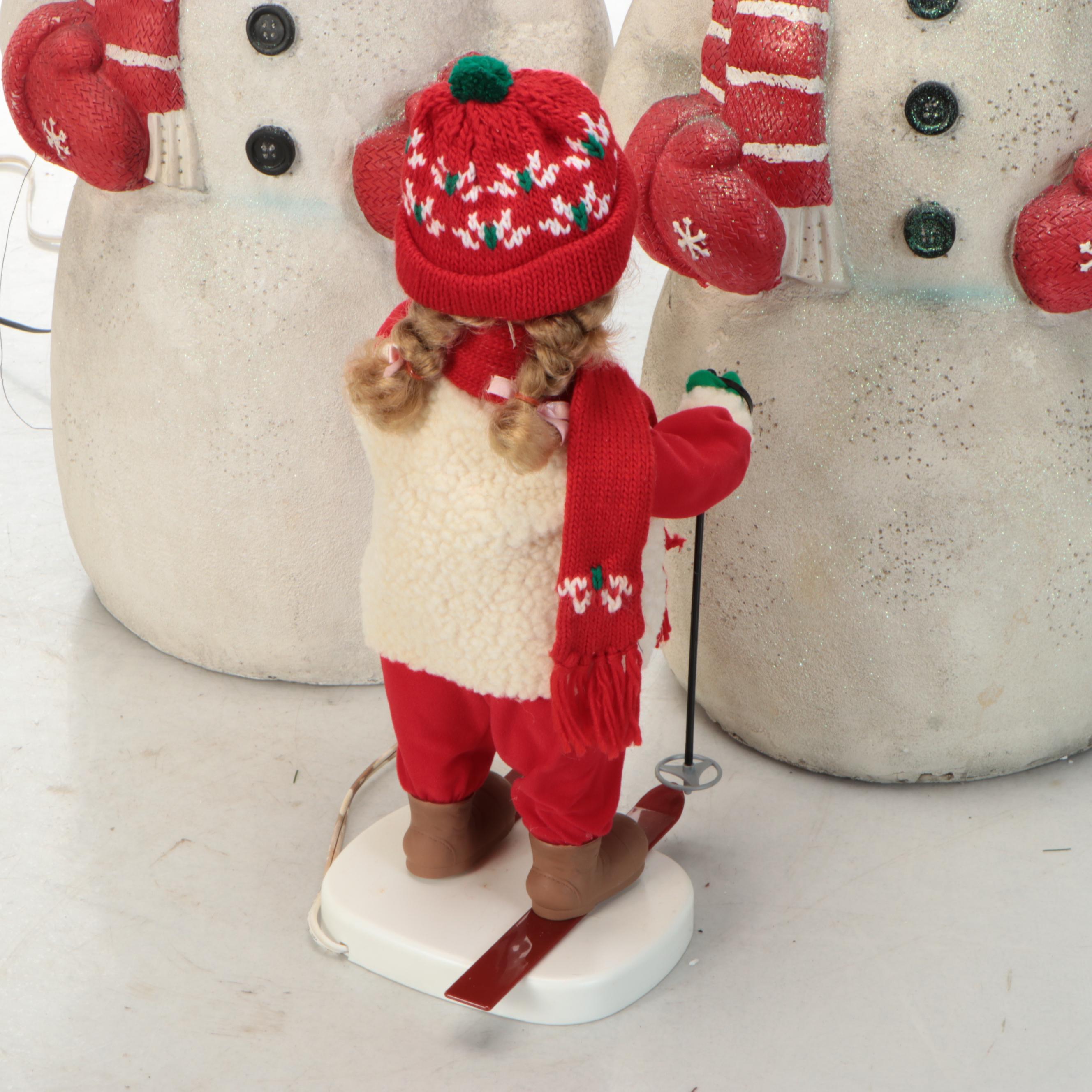 Christmas 32 Fiber Optic Snowmen with Animated Ski Figure