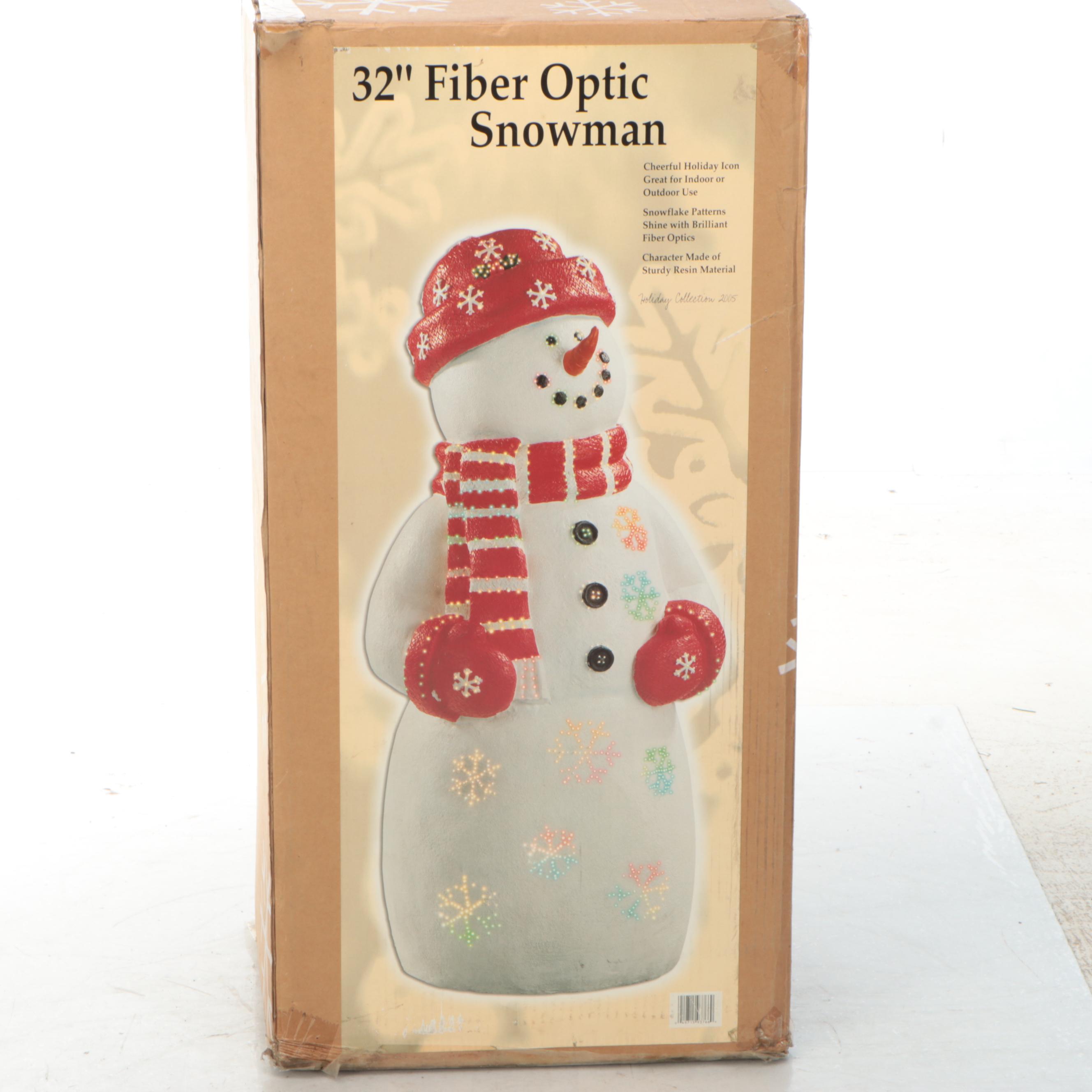Christmas 32 Fiber Optic Snowmen with Animated Ski Figure