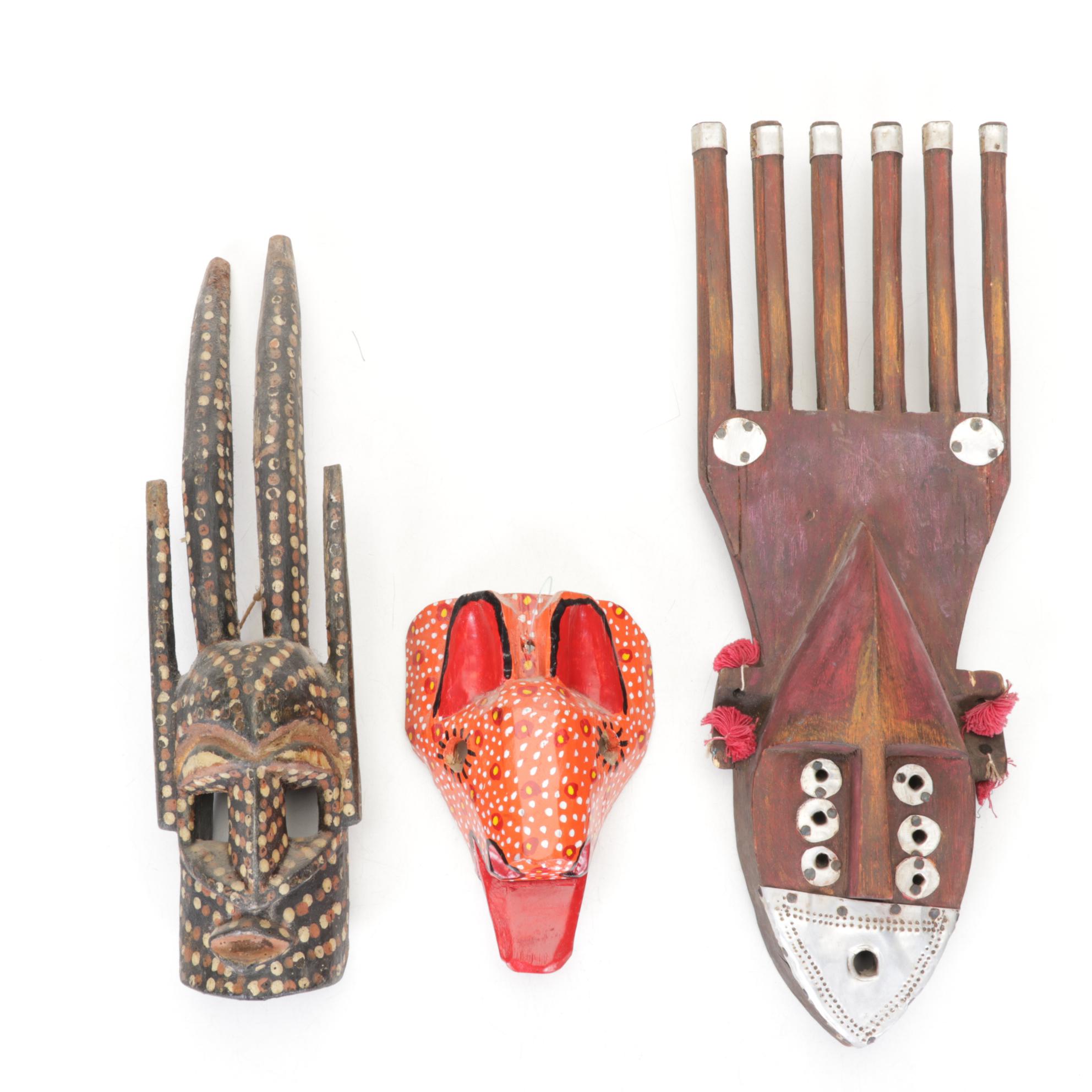 Bamana N'tomo and Guatemalan Style Souvenir Masks