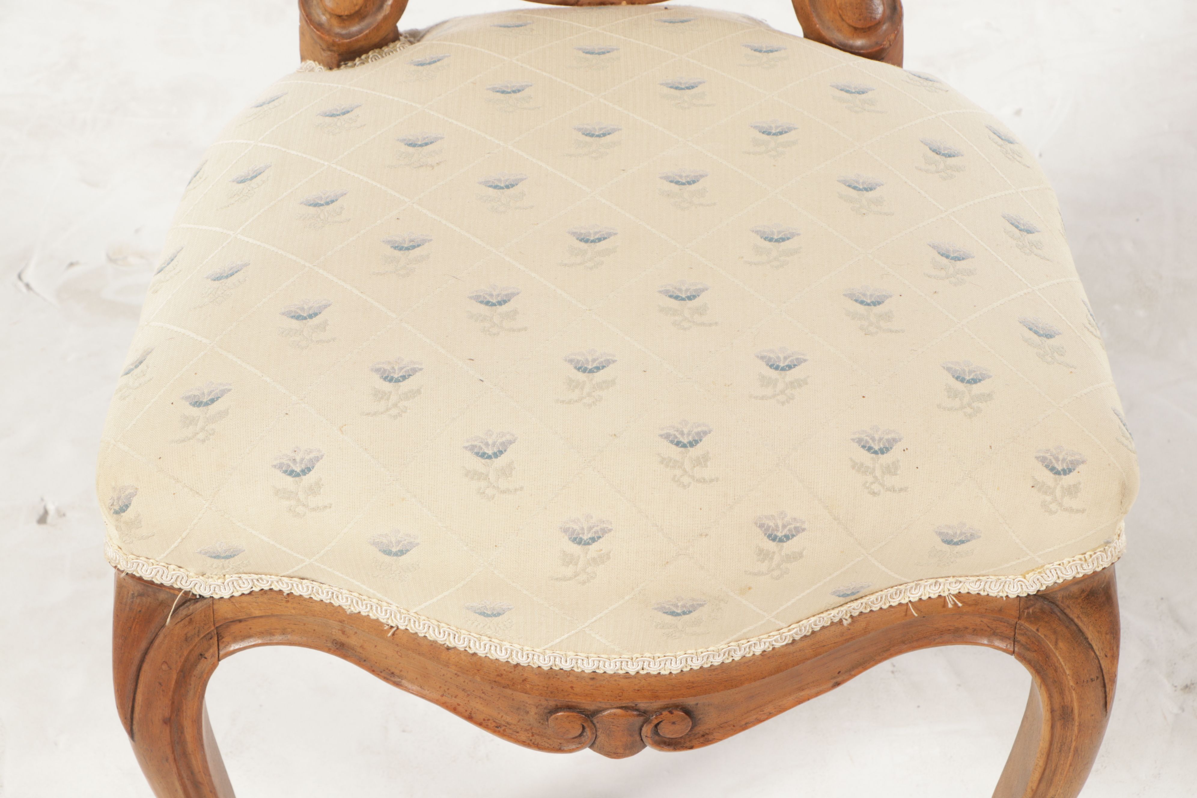 Victorian French Provincial Style Button-Tufted Upholstered Wood Side Chair