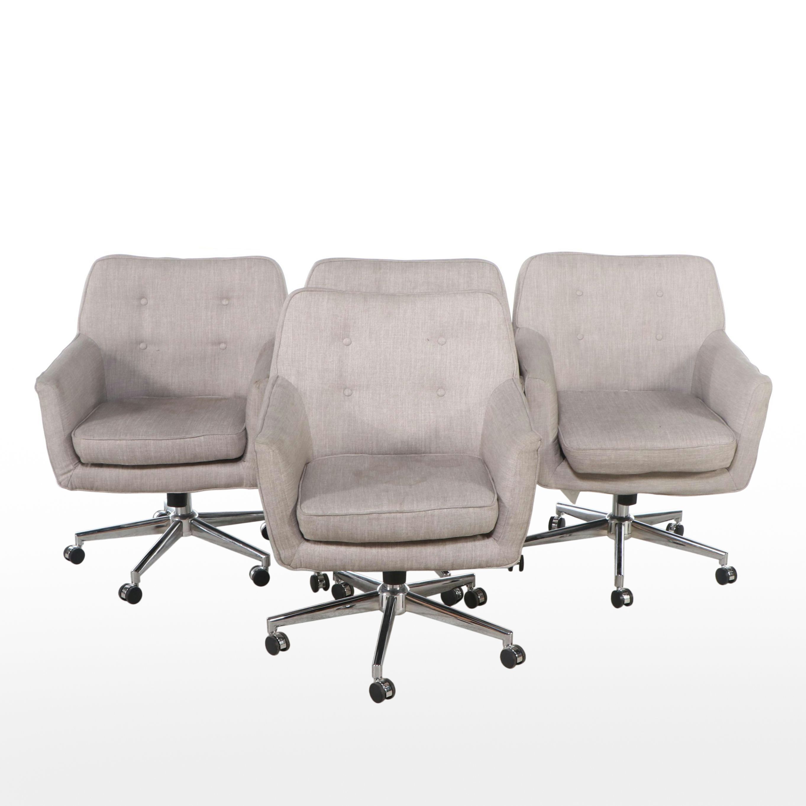 Four True Innovations Rolling Swivel Upholstered Office Chairs, 2019