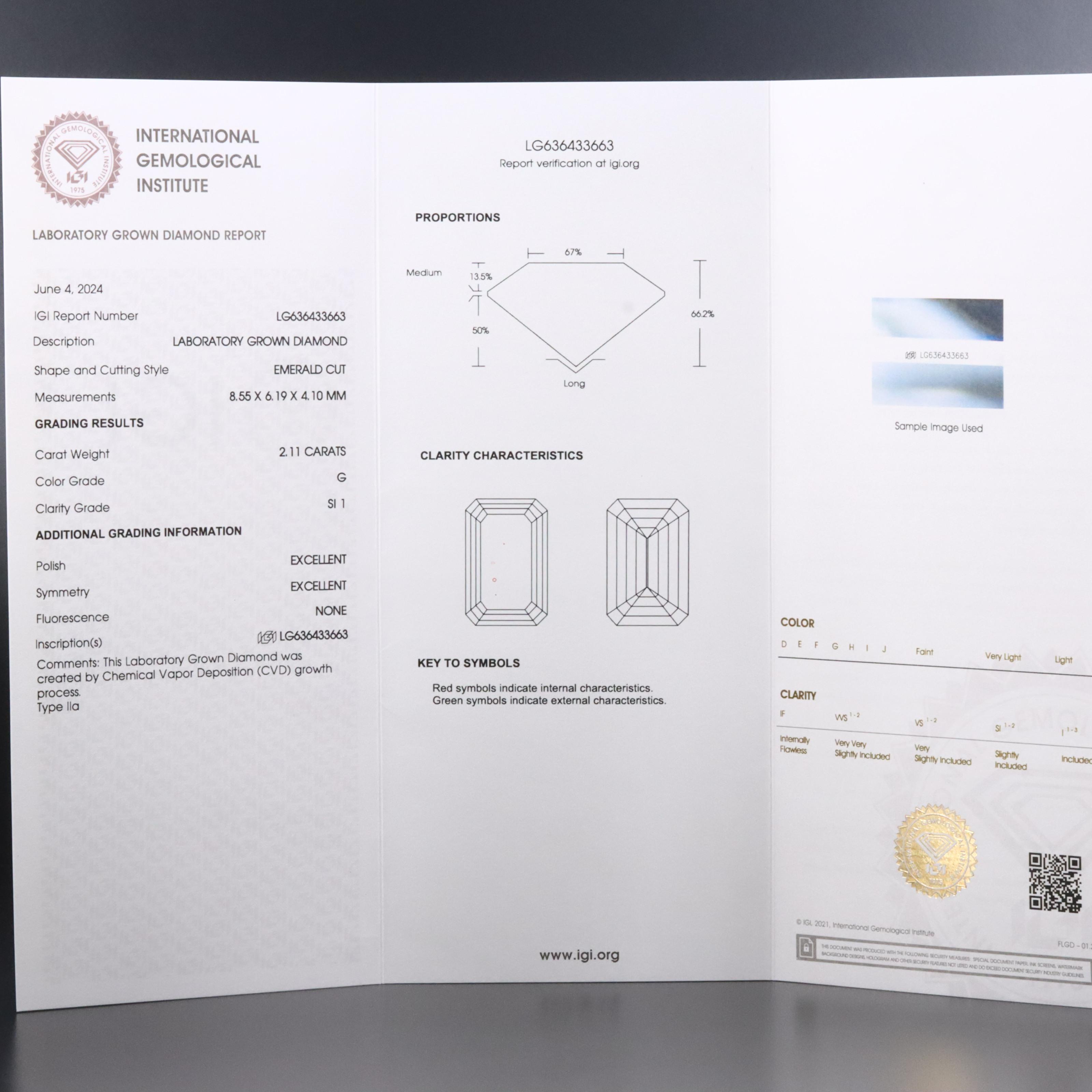 Loose 2.11 CT Lab Grown Diamond with IGI Report