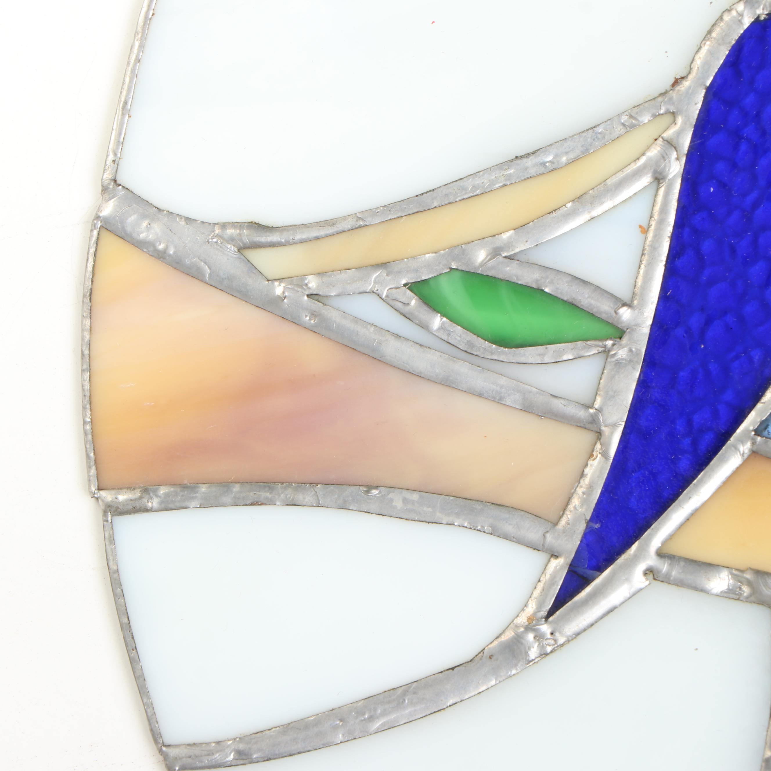 Stained Glass Blue Birds on Branch Panel