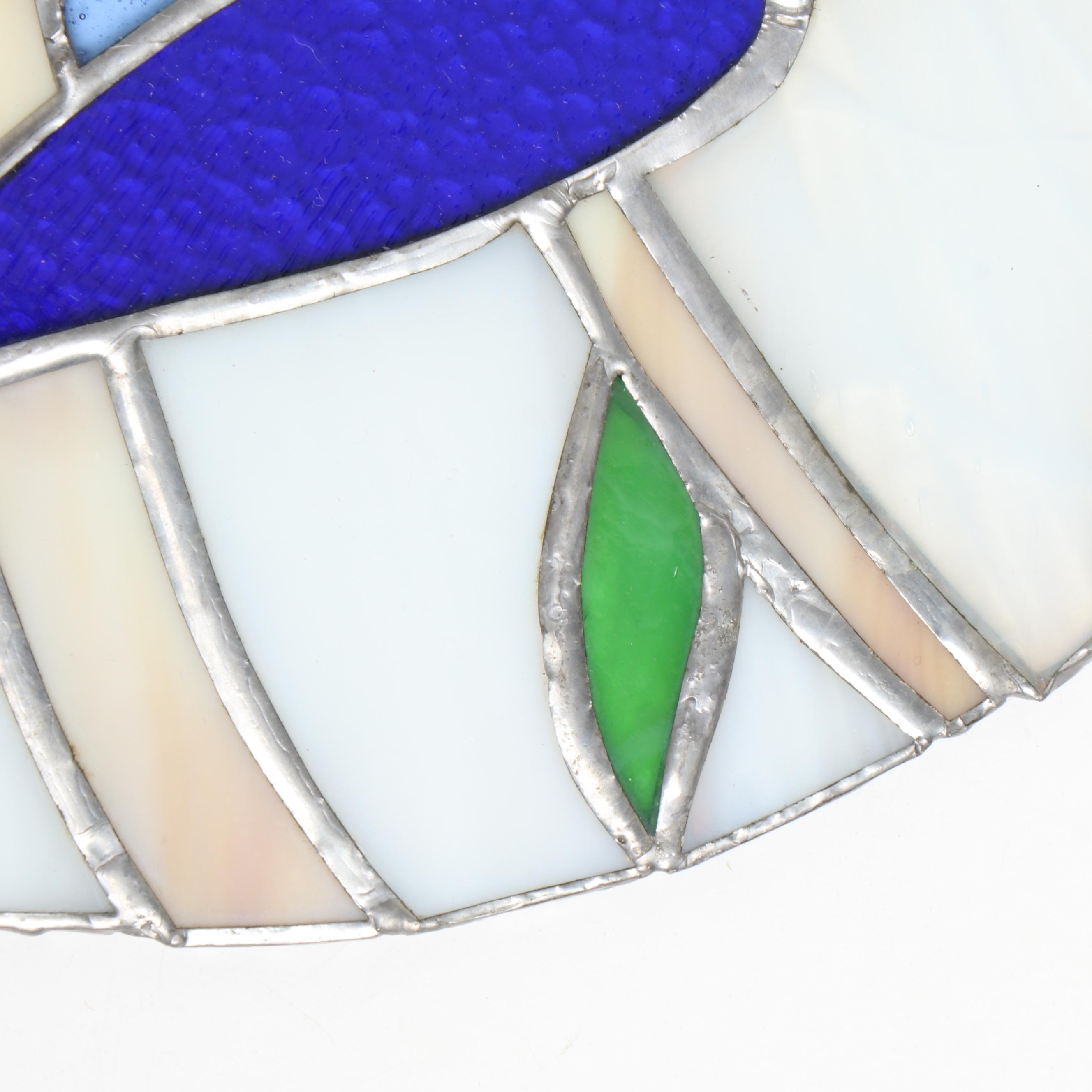 Stained Glass Blue Birds on Branch Panel