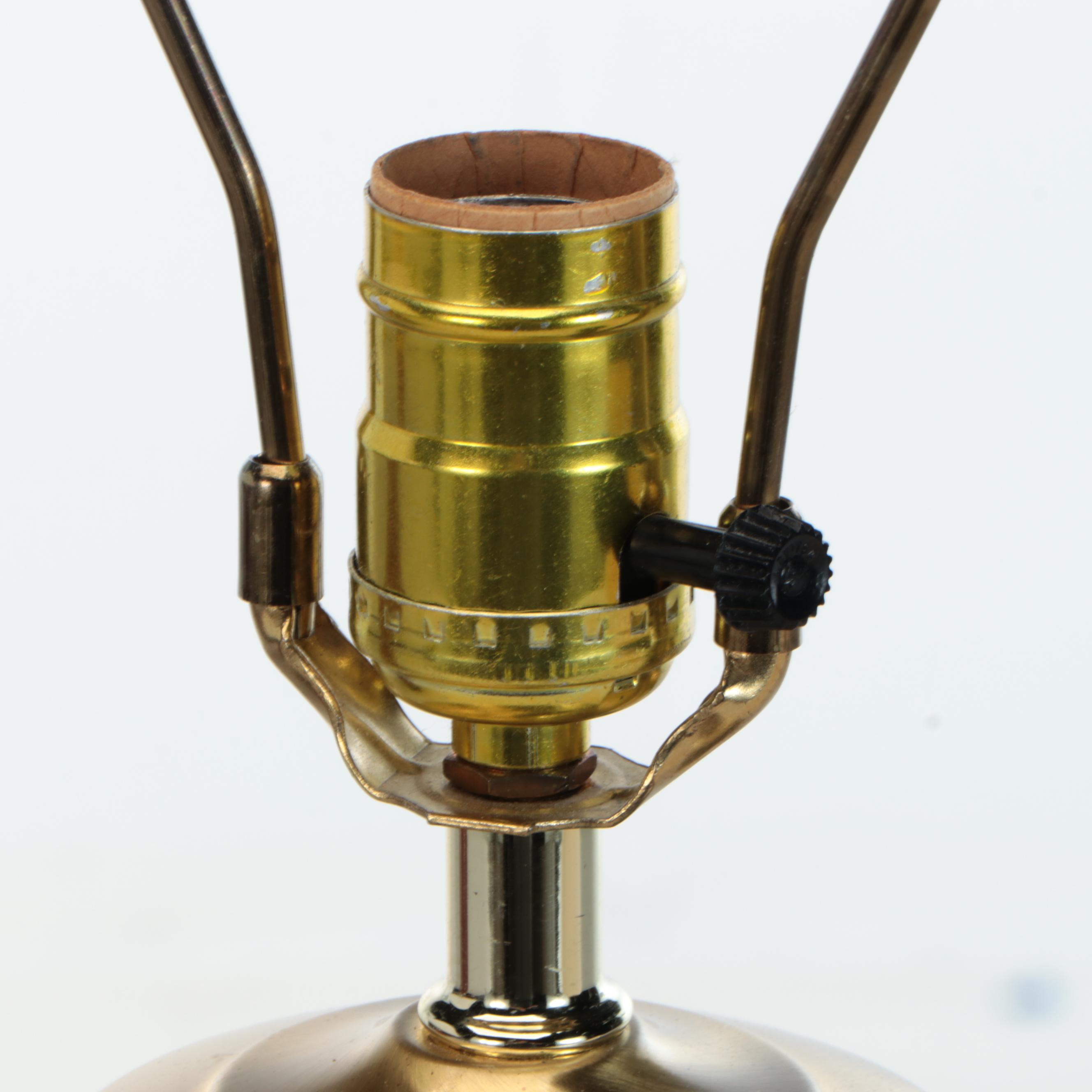 Pair of Burgundy With Gold Painted Vase Table Lamps with Pleated Shades