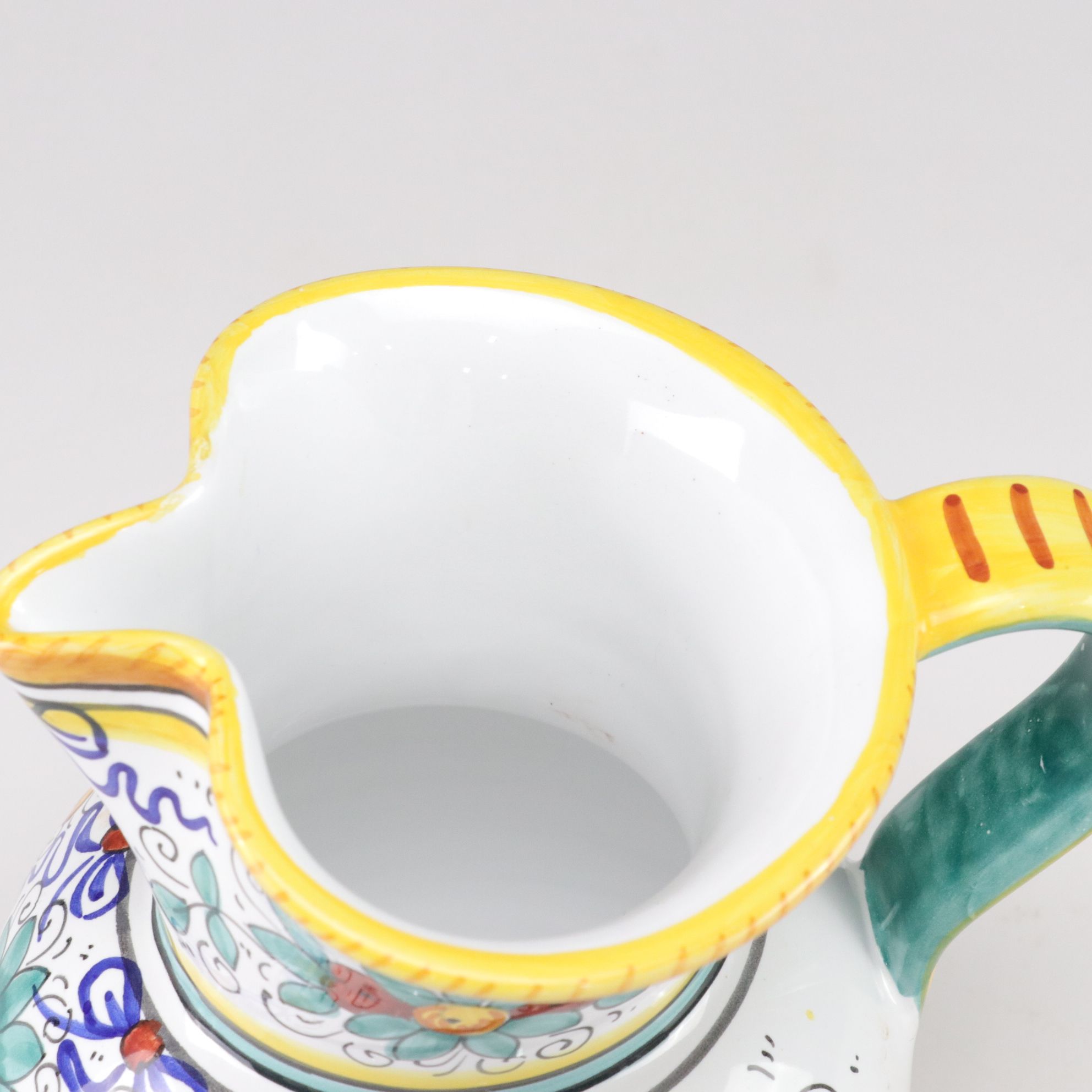 Hand Decorated Italian Ceramic Bottles, Pitcher, and Jars