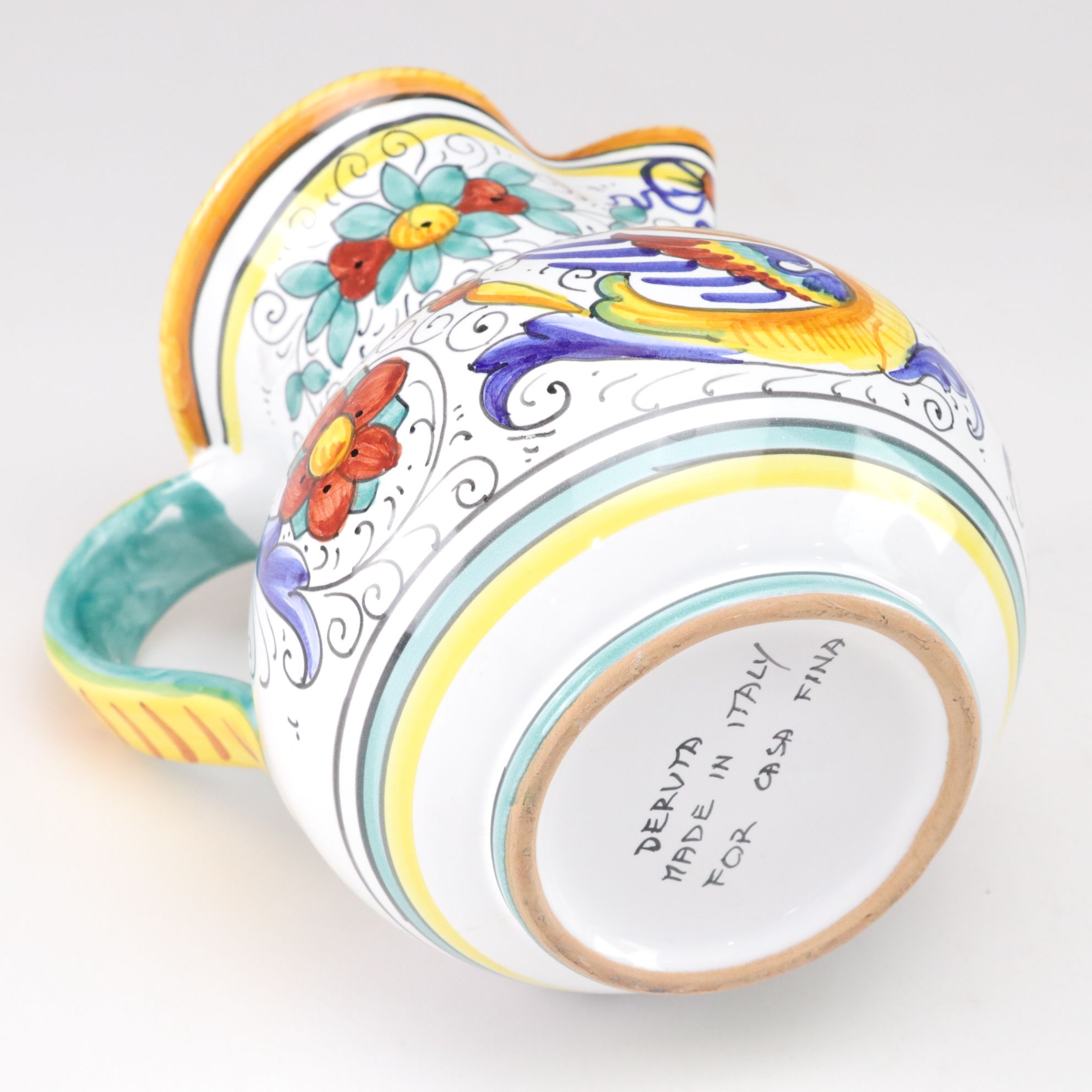 Hand Decorated Italian Ceramic Bottles, Pitcher, and Jars