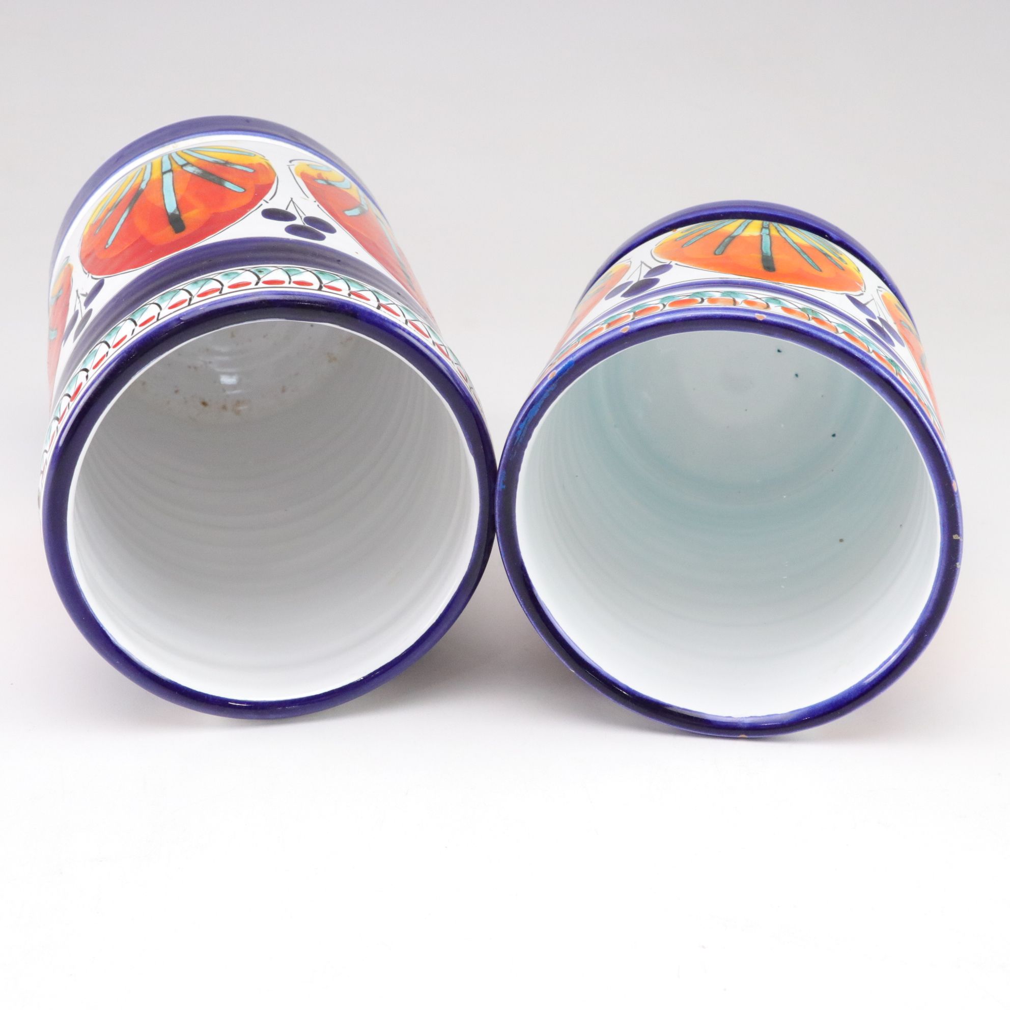 Hand Decorated Italian Ceramic Bottles, Pitcher, and Jars