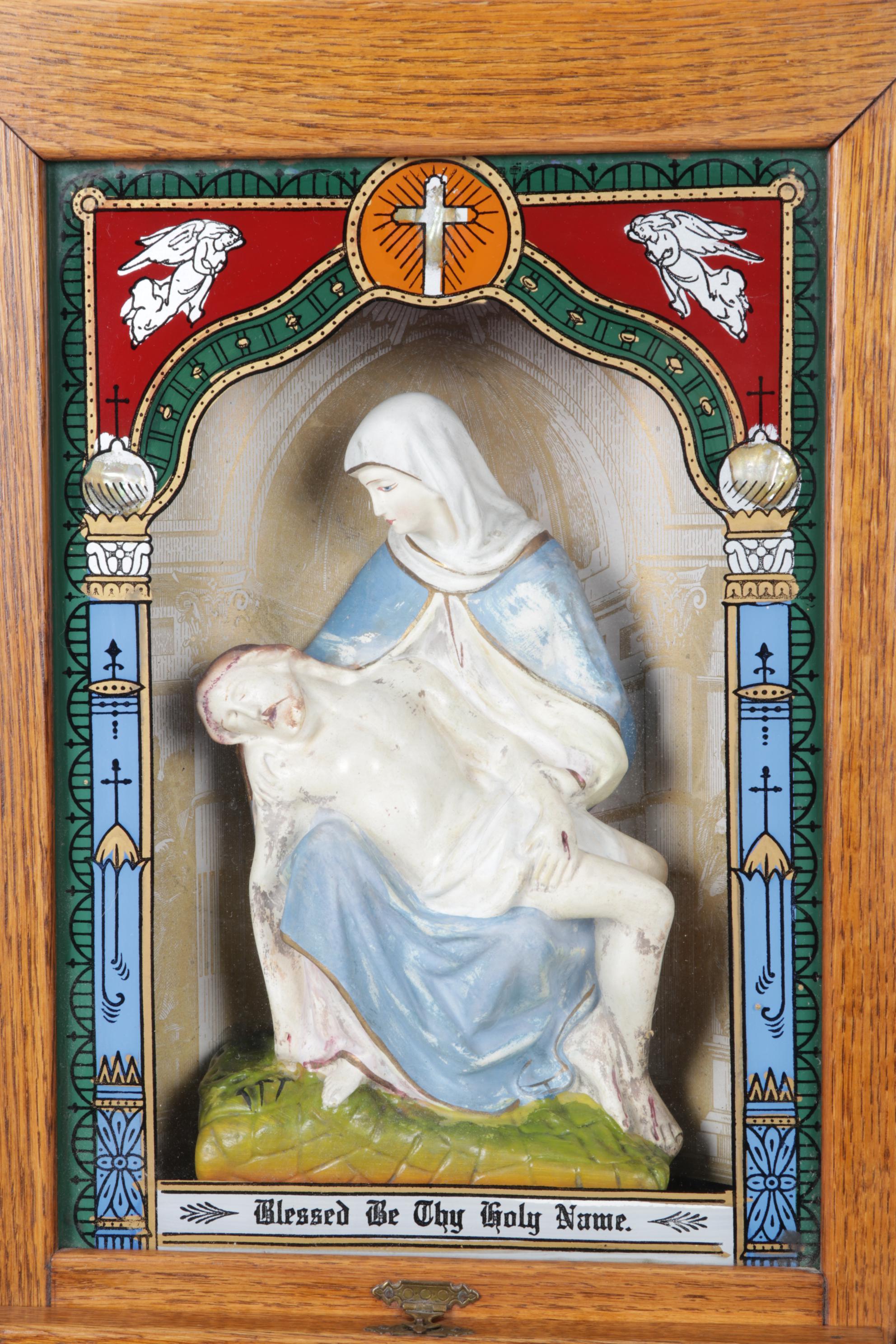 Reverse-Painted Viaticum Last Rites Cabinet