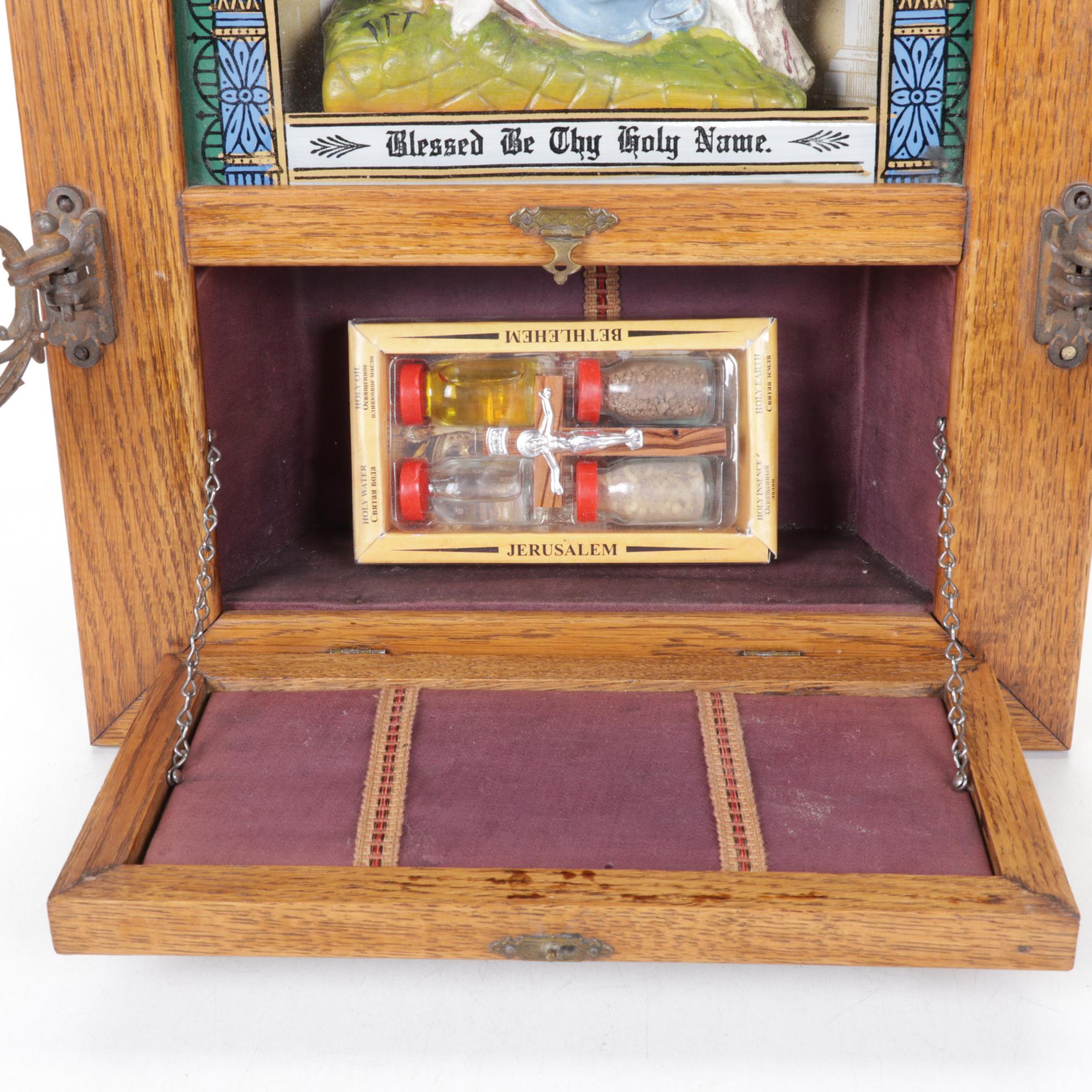 Reverse-Painted Viaticum Last Rites Cabinet