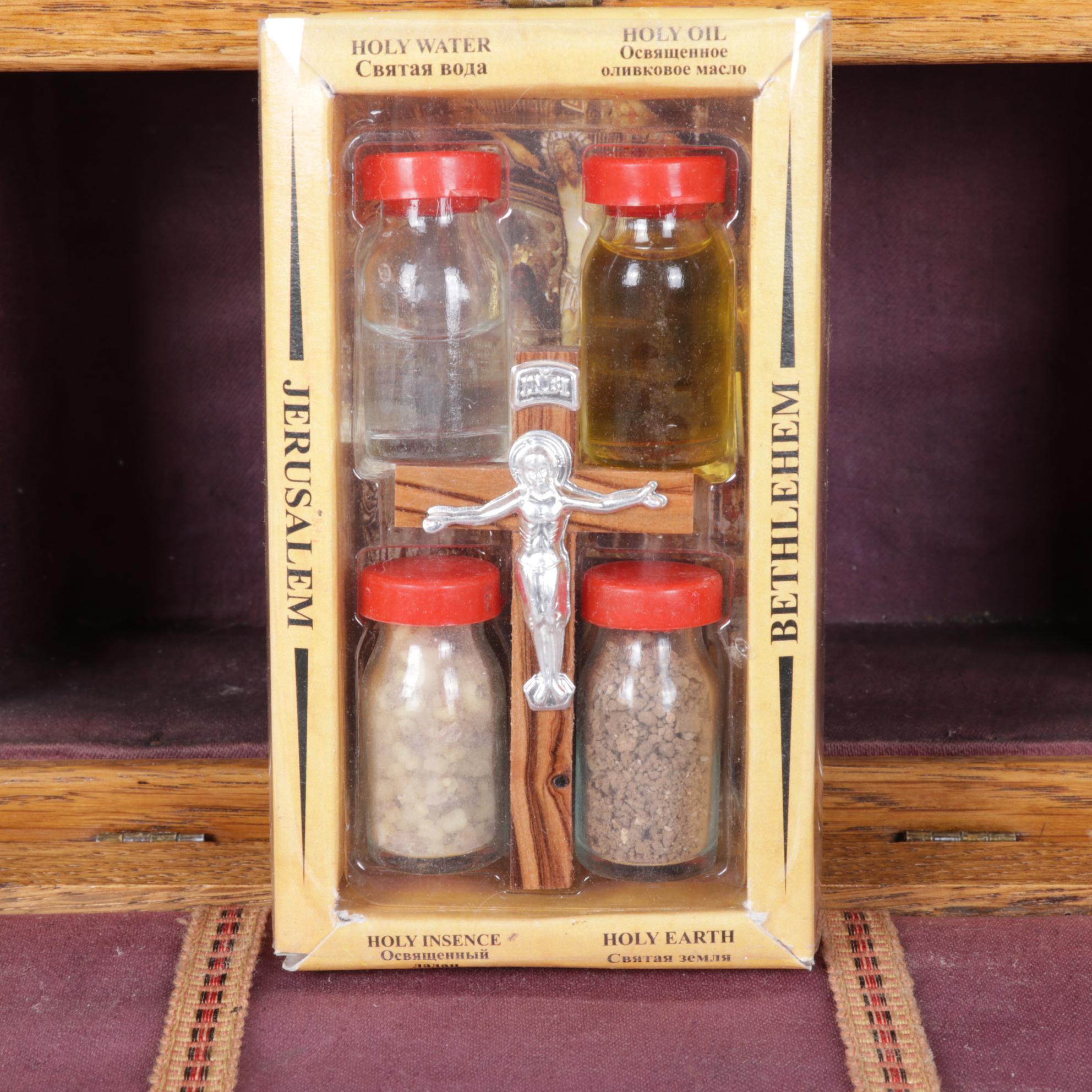 Reverse-Painted Viaticum Last Rites Cabinet