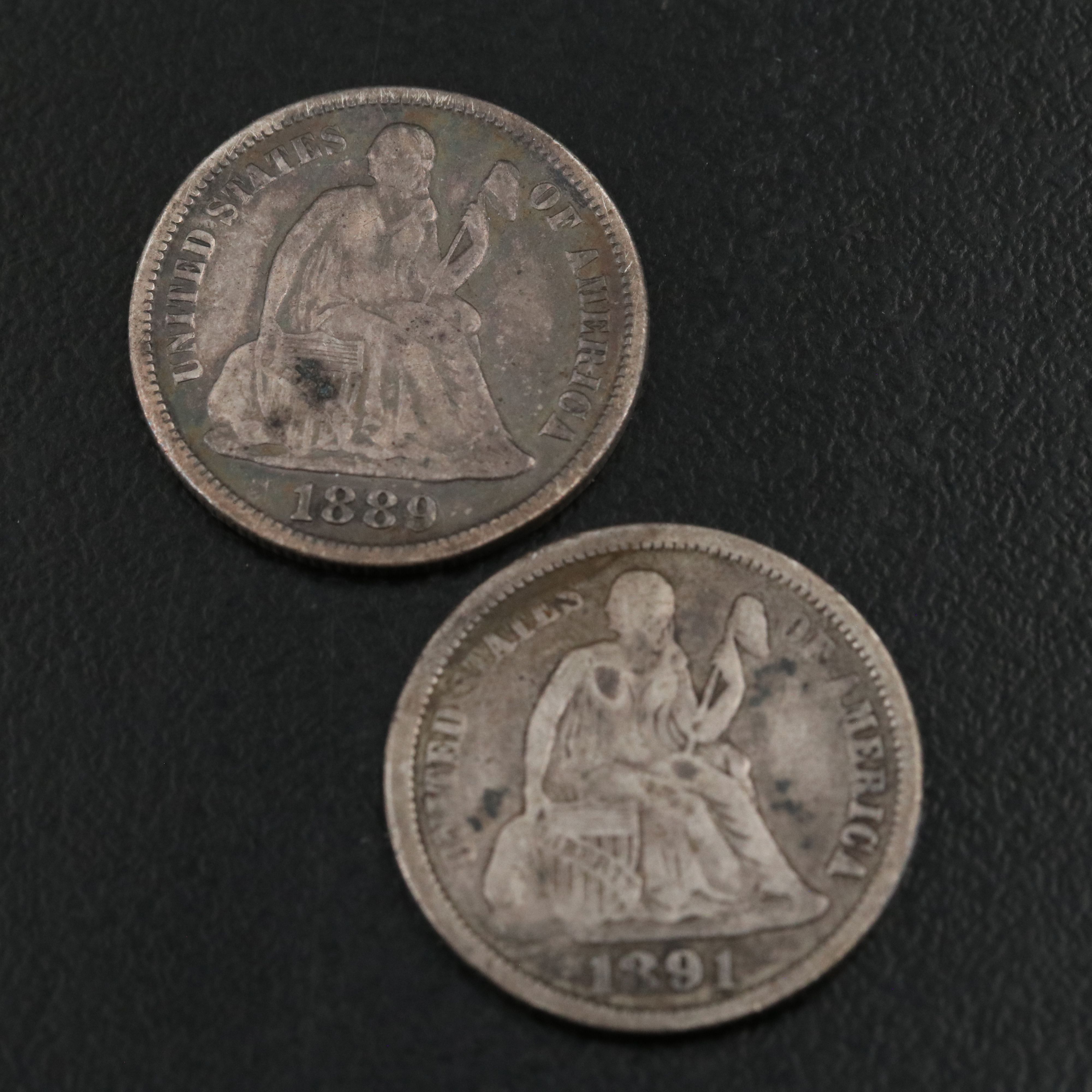 Four Different Seated Liberty Dimes