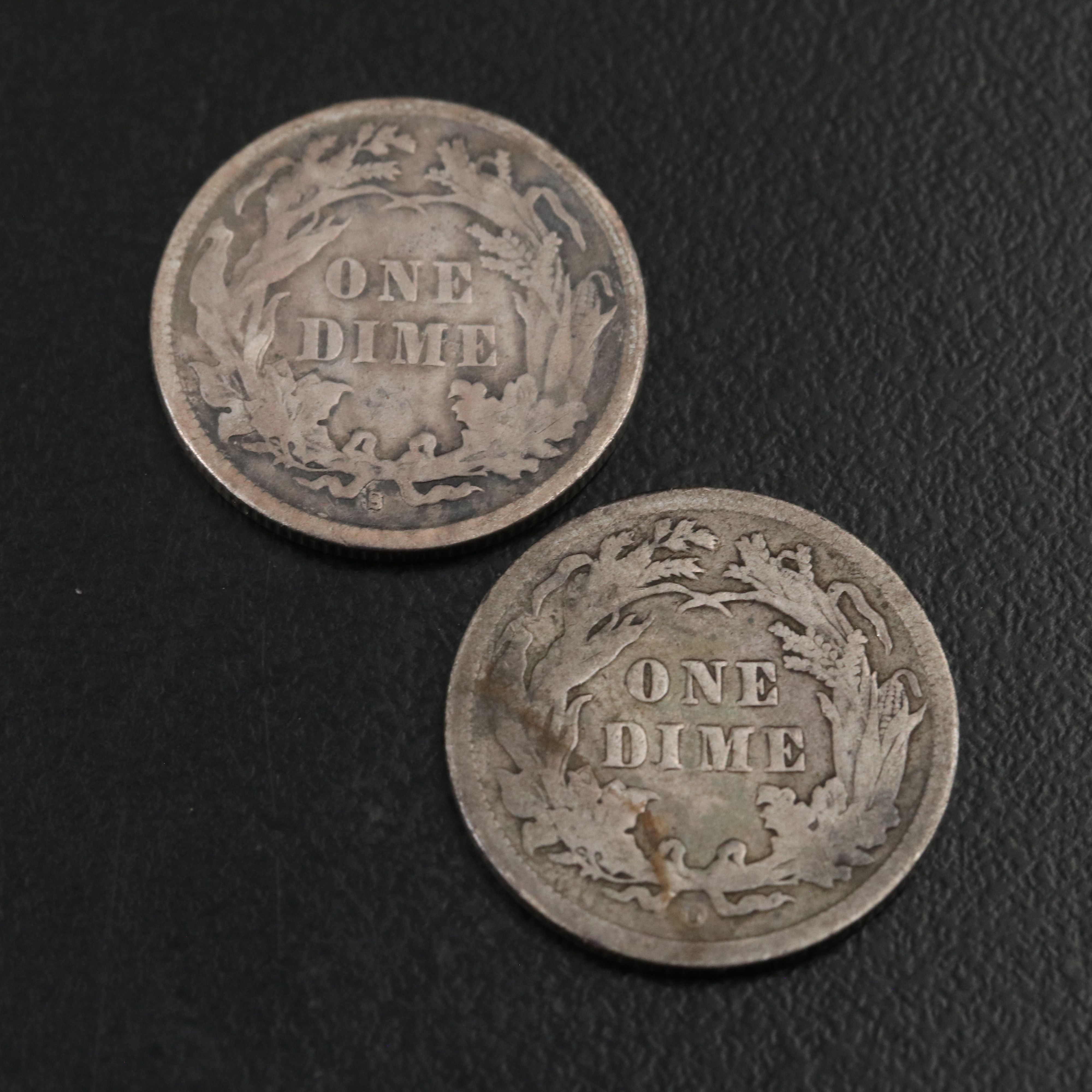 Four Different Seated Liberty Dimes
