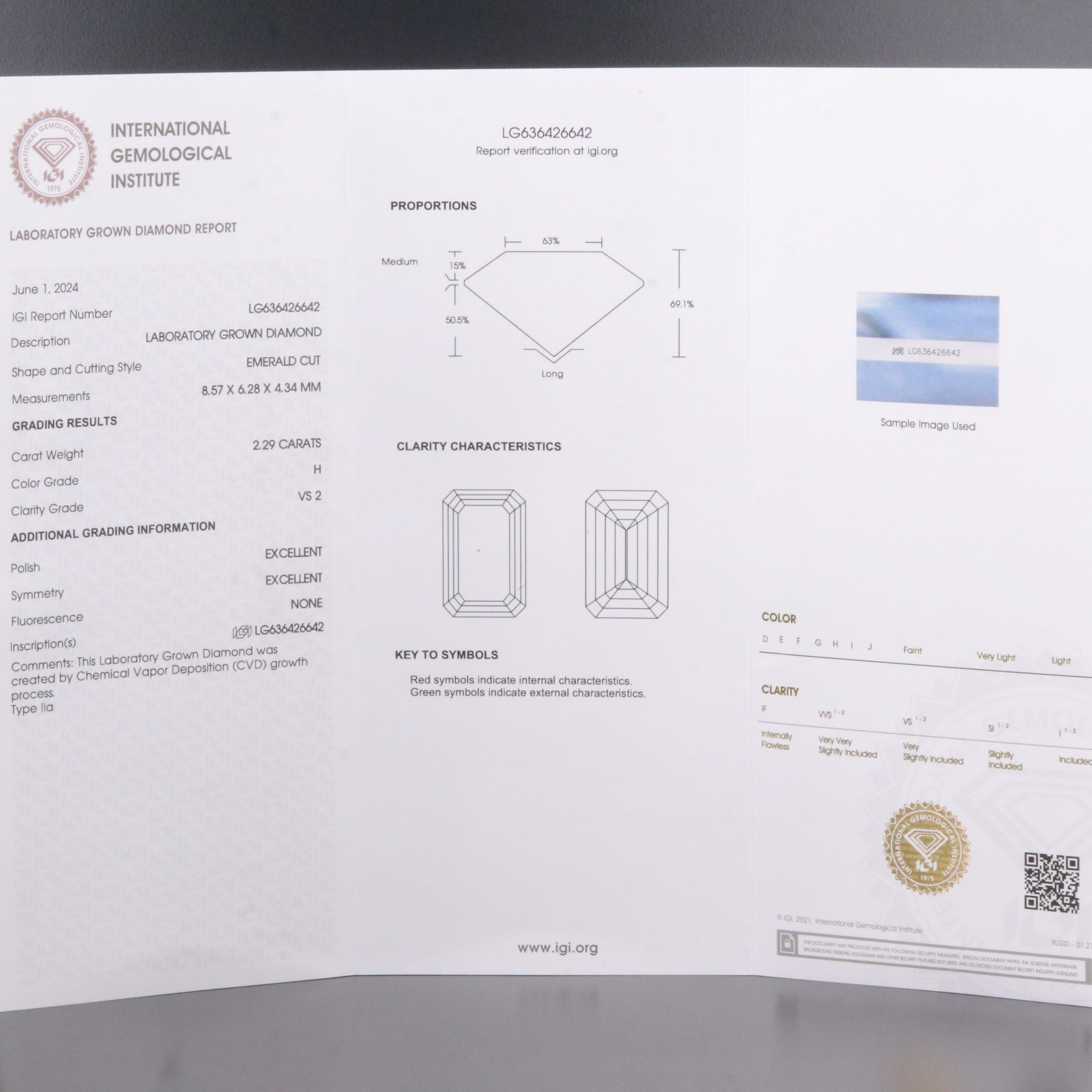 Loose 2.29 CT Lab Grown Diamond with IGI Report