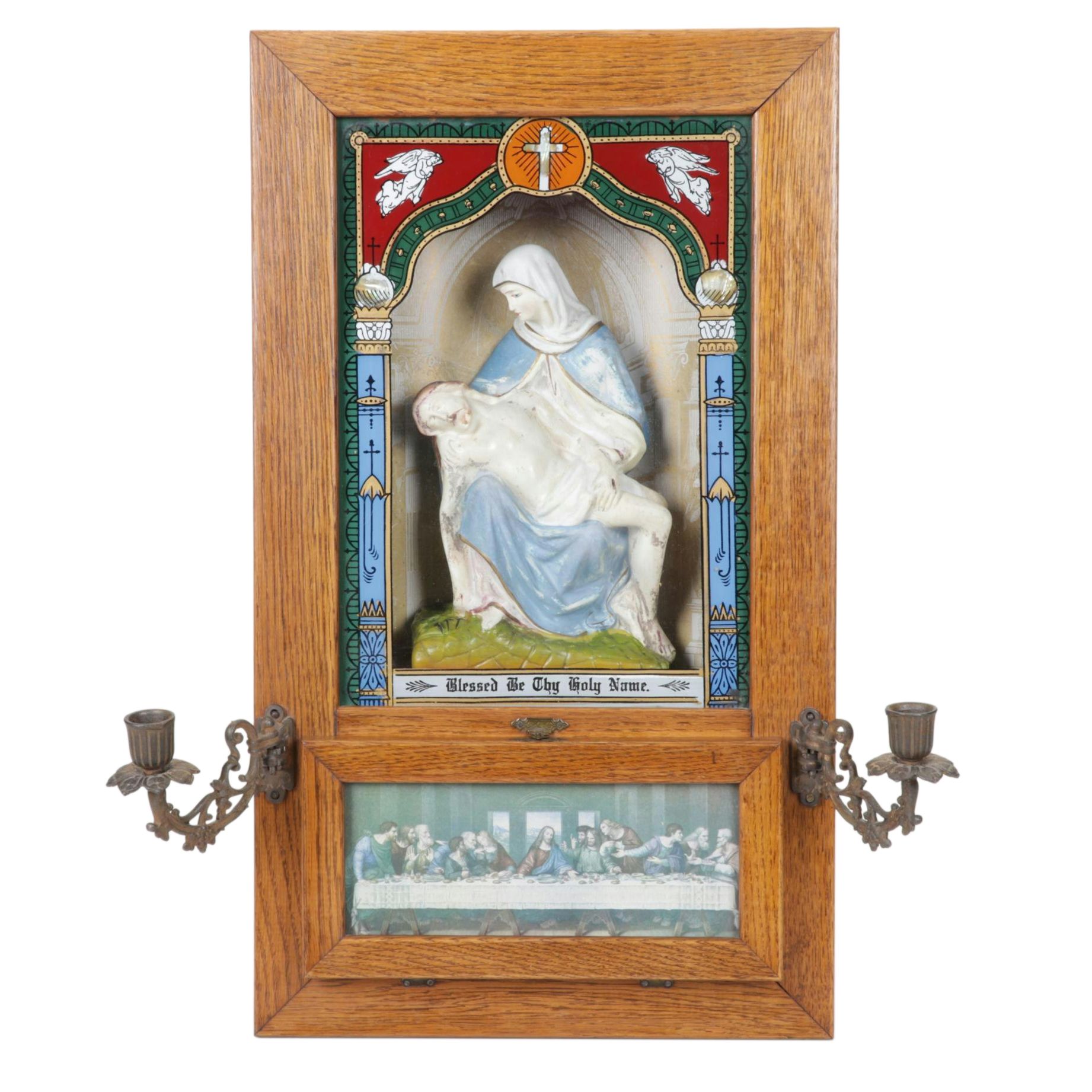 Reverse-Painted Viaticum Last Rites Cabinet