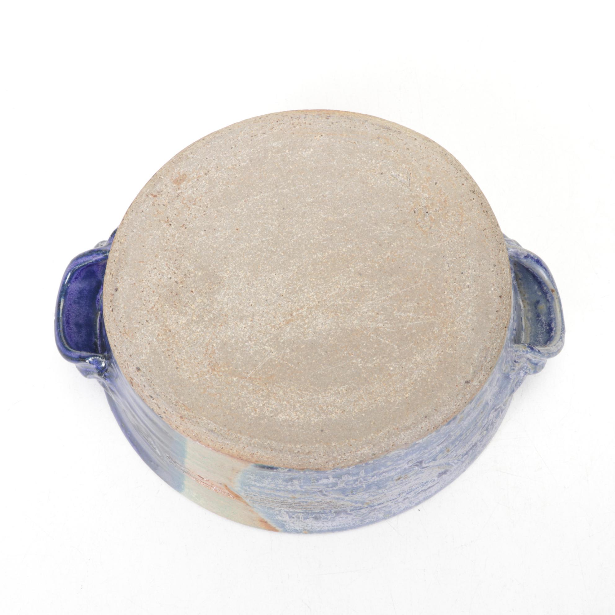 Hand Thrown Pottery Covered Casserole with Two Cups