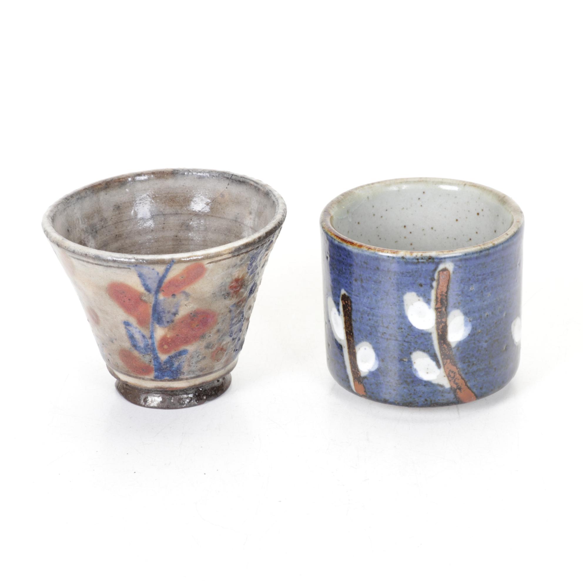 Hand Thrown Pottery Covered Casserole with Two Cups