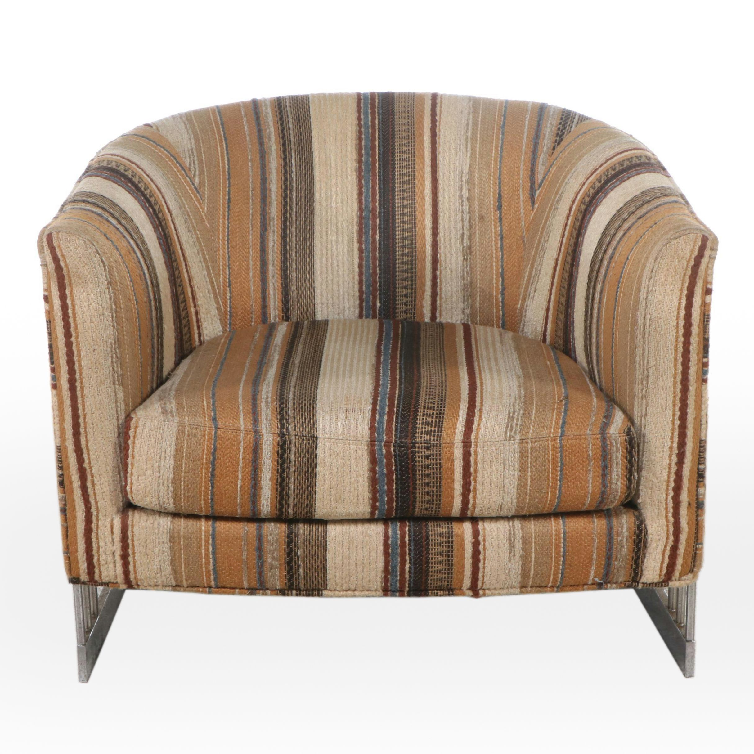 Bernhardt "Flair" Mid Century Modern Upholstered Chrome Club Chair