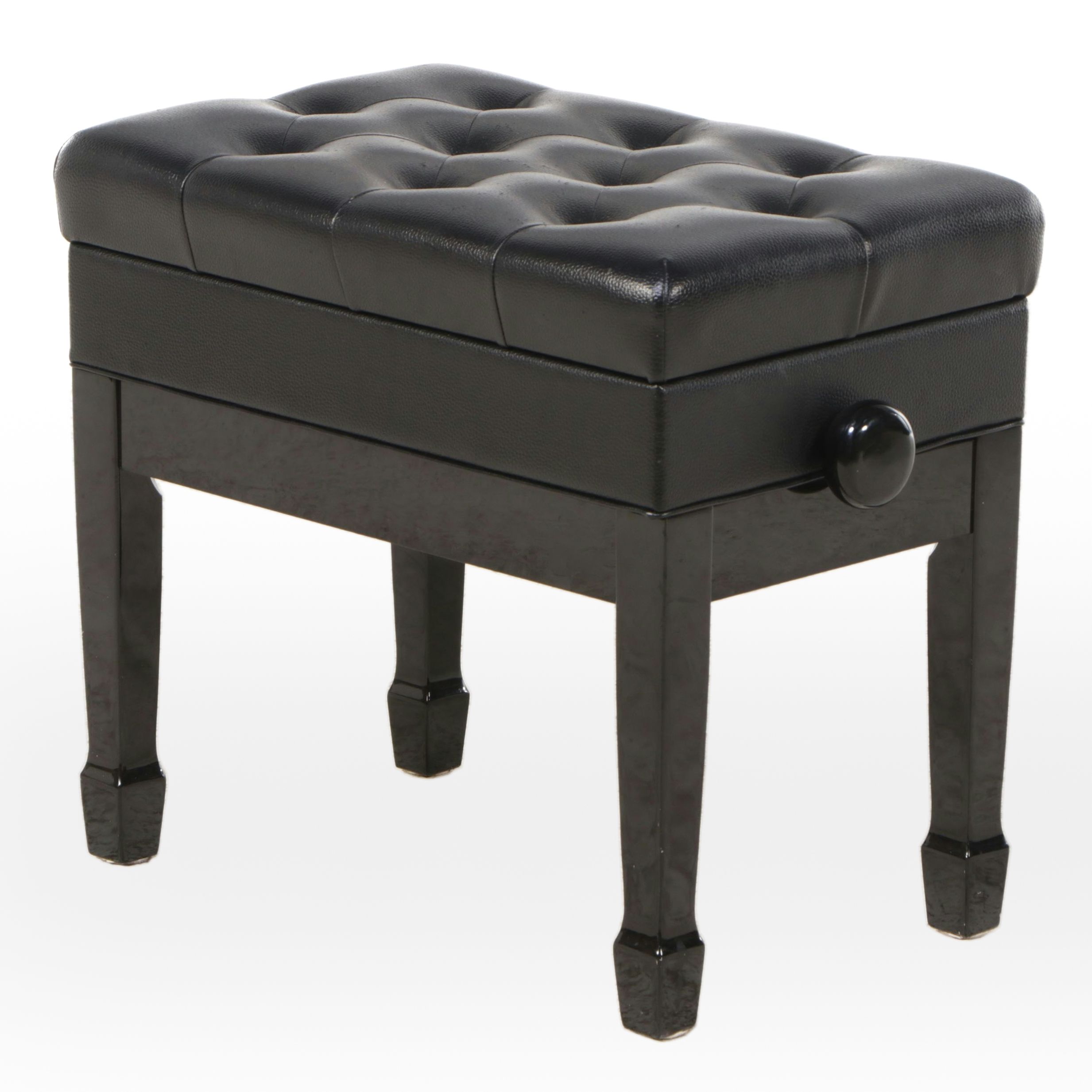 CPS Padded Lacquered Wood and Tufted Piano Bench with Storage