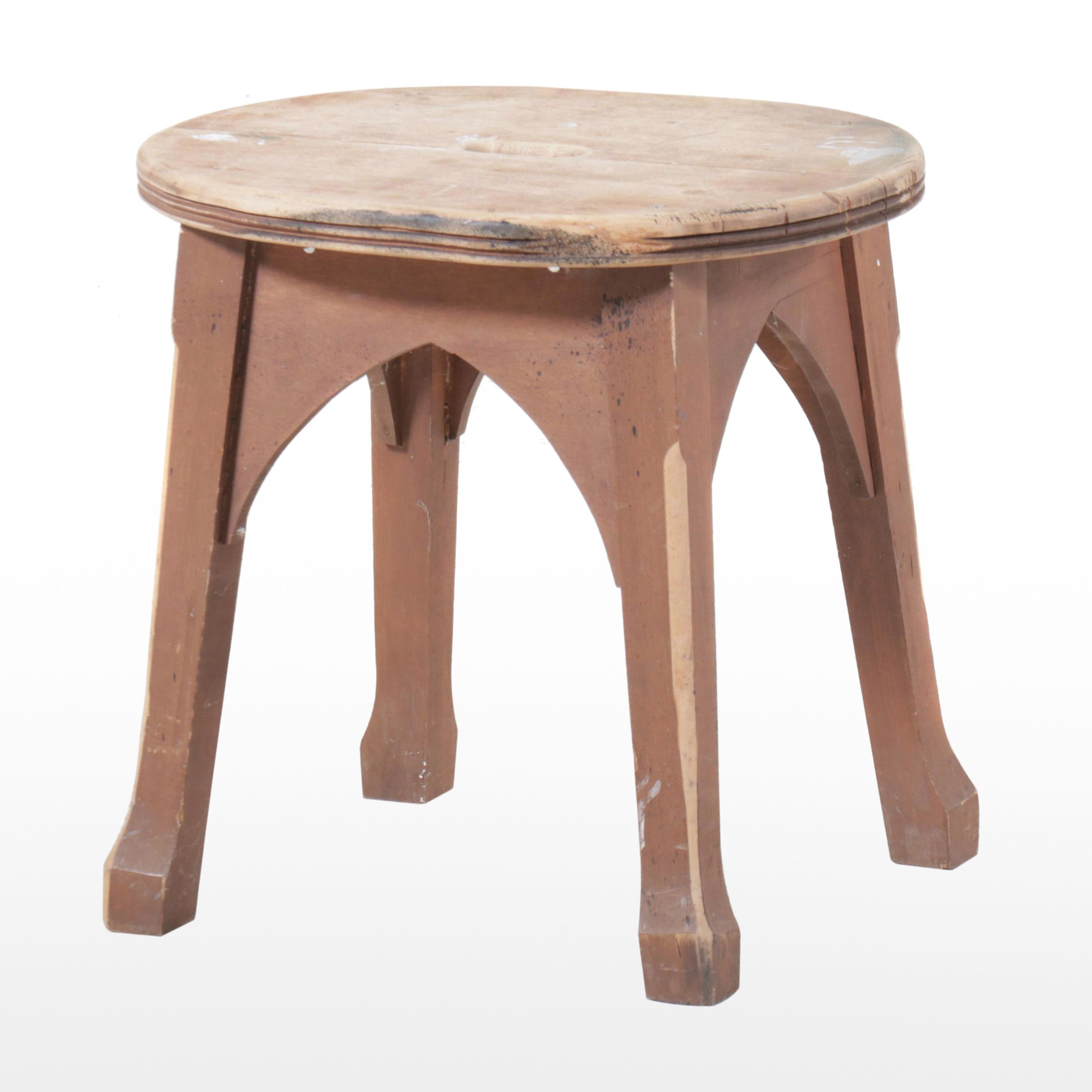 Parcel-Painted Birch Stool, Early 20th Century