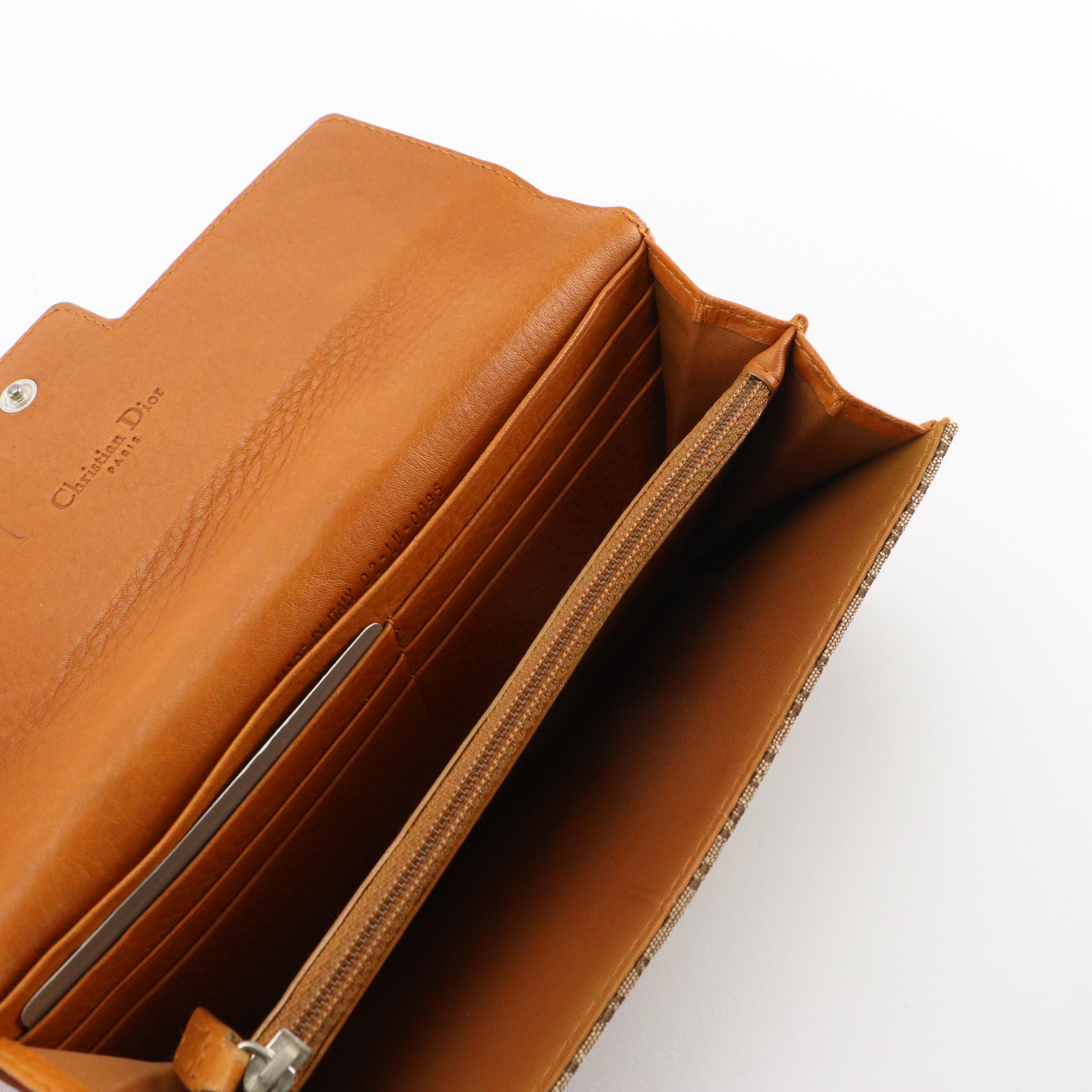 Christian Dior Continental Wallet in Brown Trotter Canvas and Leather Trim