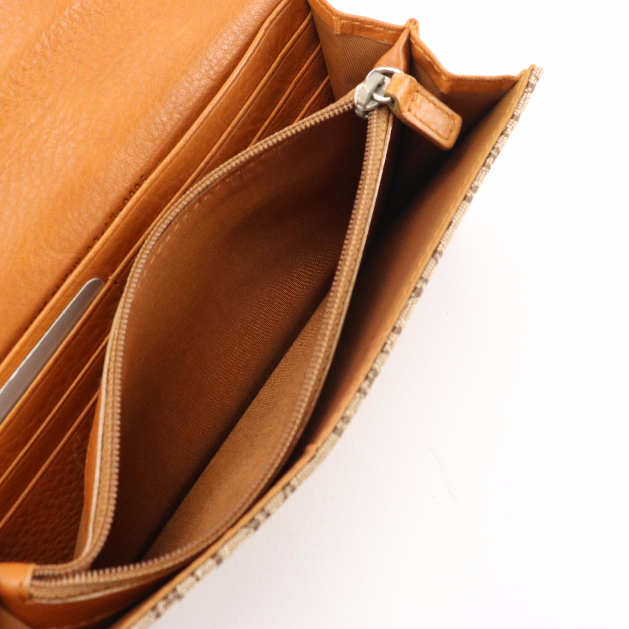 Christian Dior Continental Wallet in Brown Trotter Canvas and Leather Trim