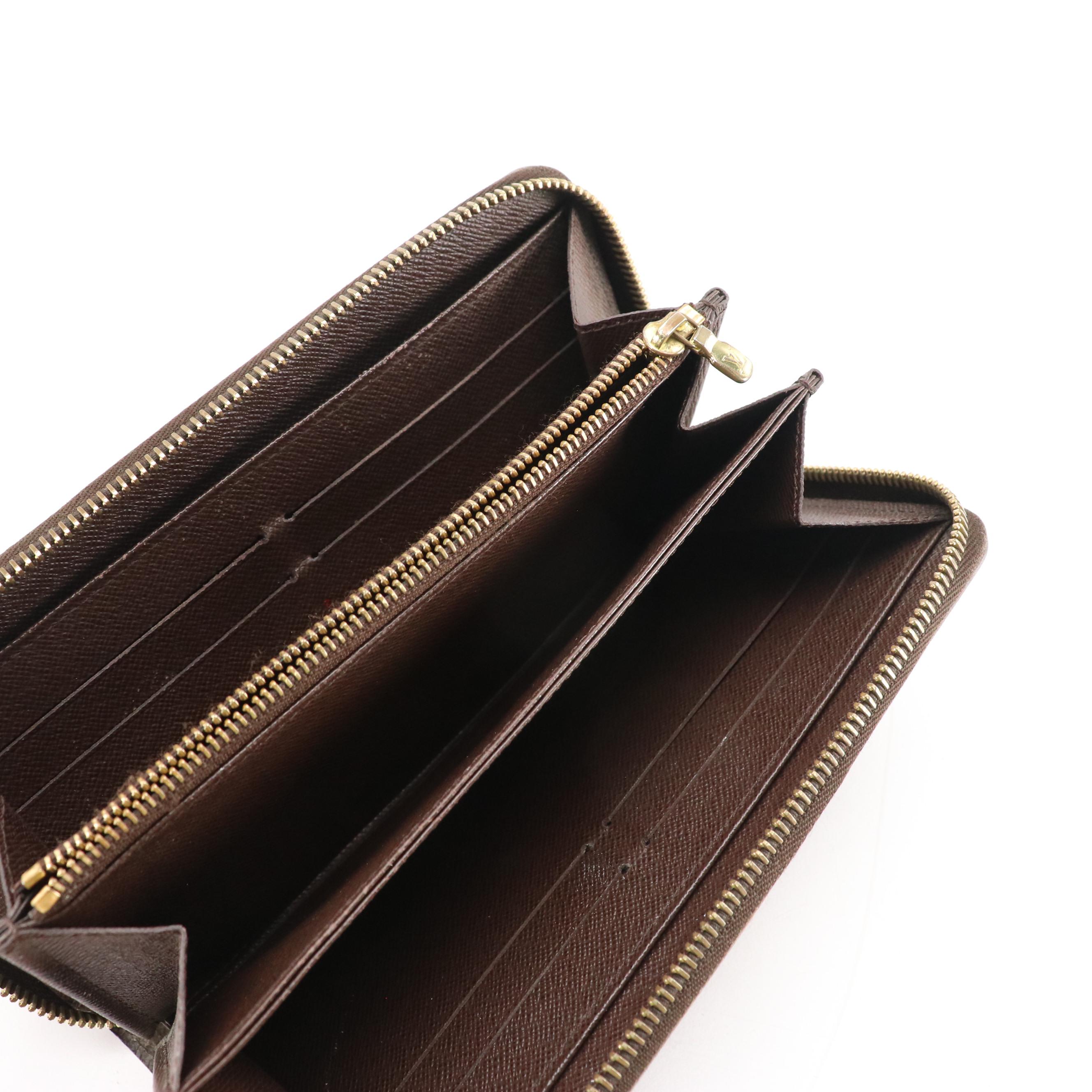 Louis Vuitton Zippy Wallet in Damier Ebene Canvas and Leather