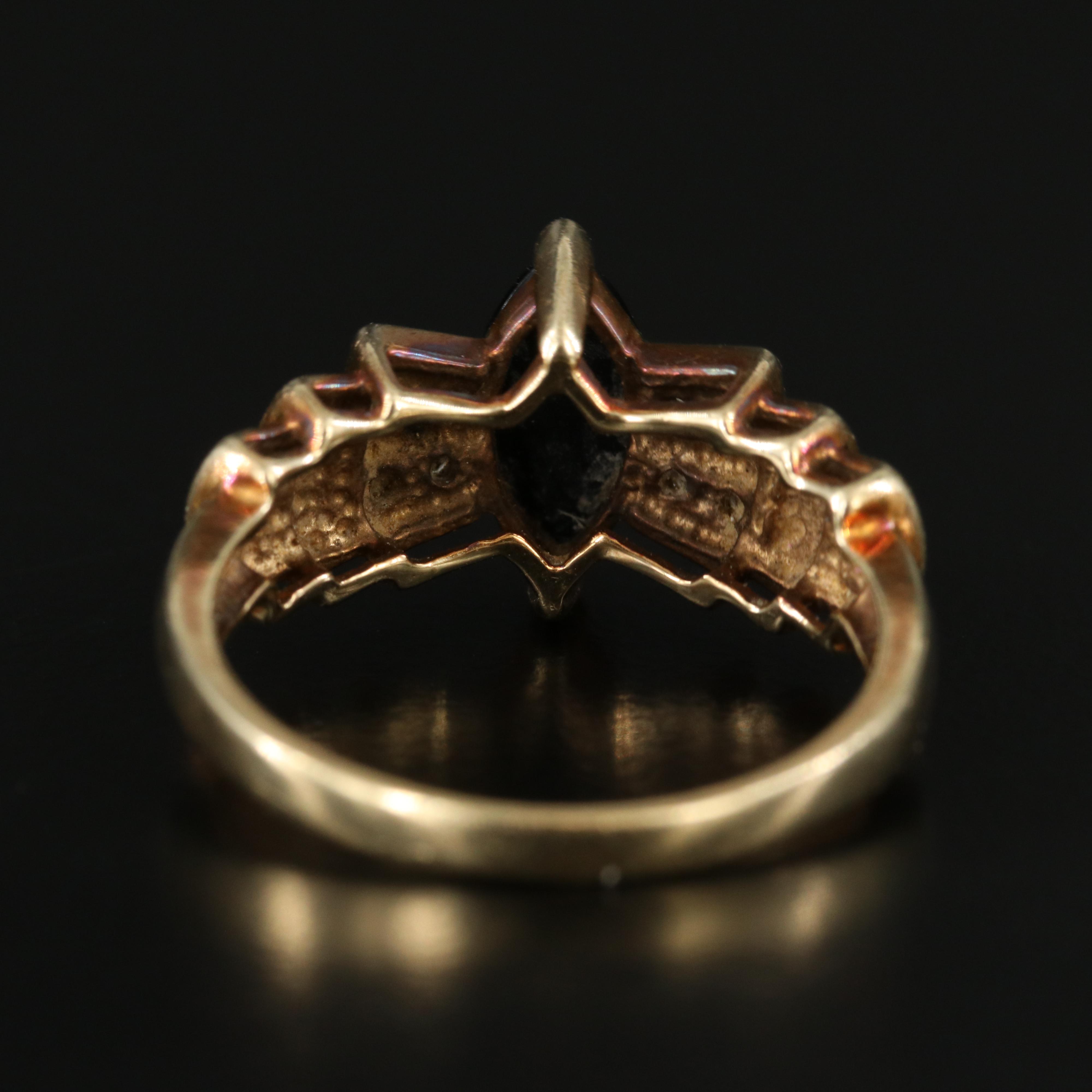 10K Black Onyx and Diamond Ring