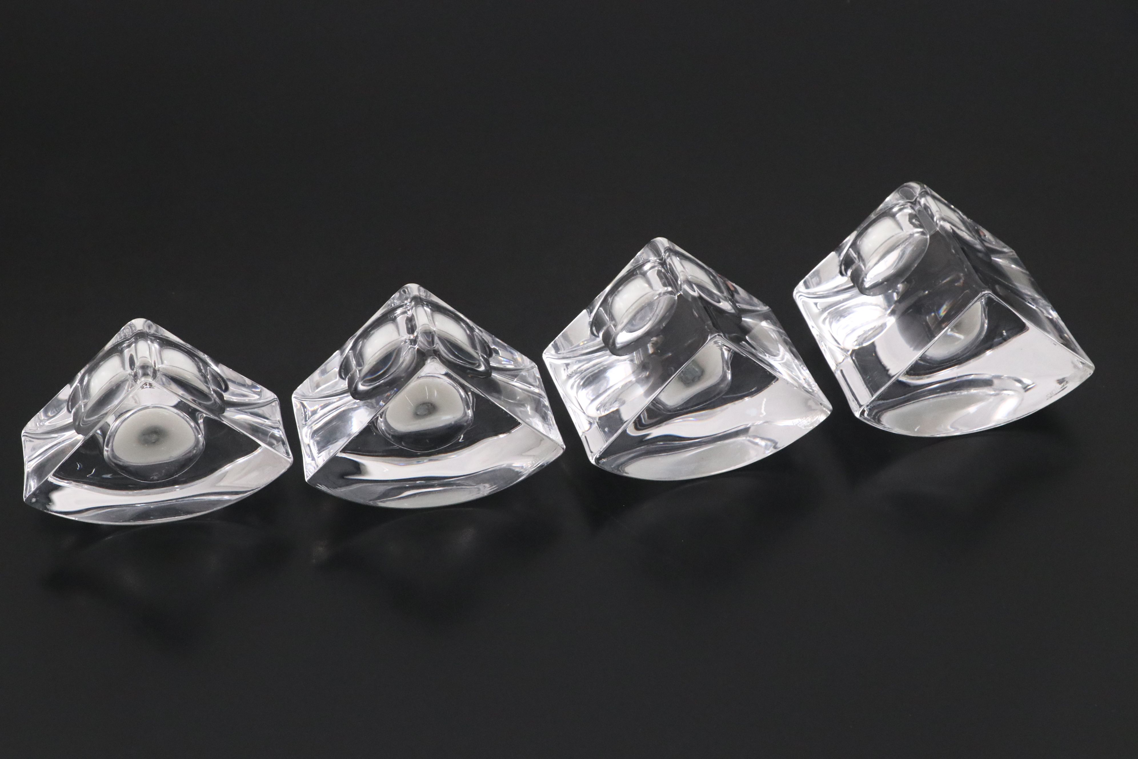 Orrefors Crystal Tea Light Holders with Candlestick Pair