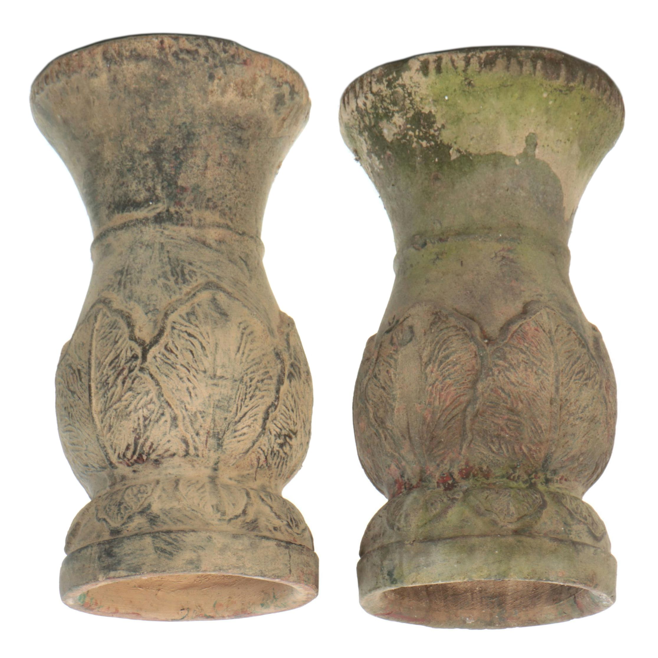 Pair of Neoclassical Style Acanthus Motif Stoneware Planter Pedestals