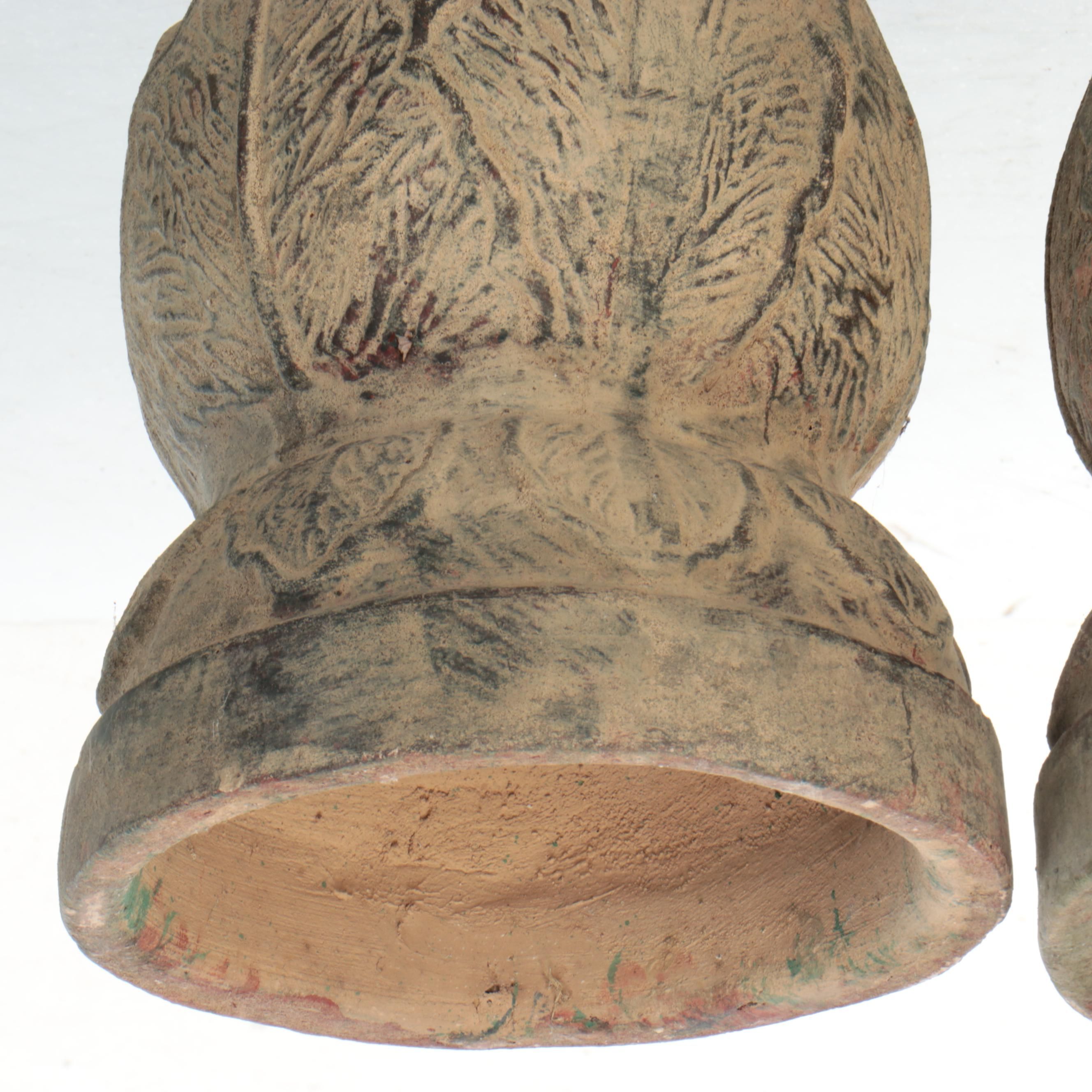 Pair of Neoclassical Style Acanthus Motif Stoneware Planter Pedestals