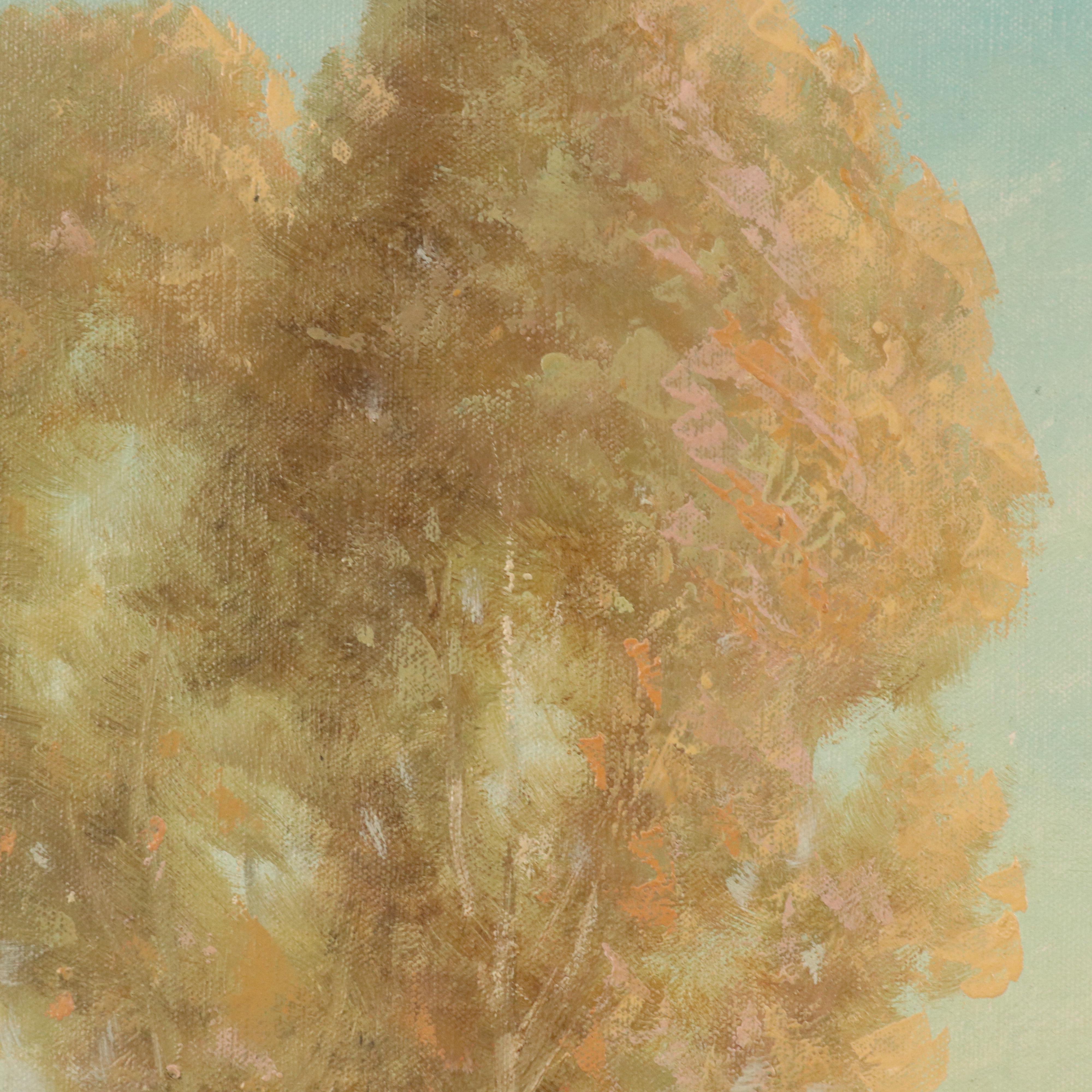 Duncan Carlton Landscape Oil Painting with Roadside View, Late 20th Century