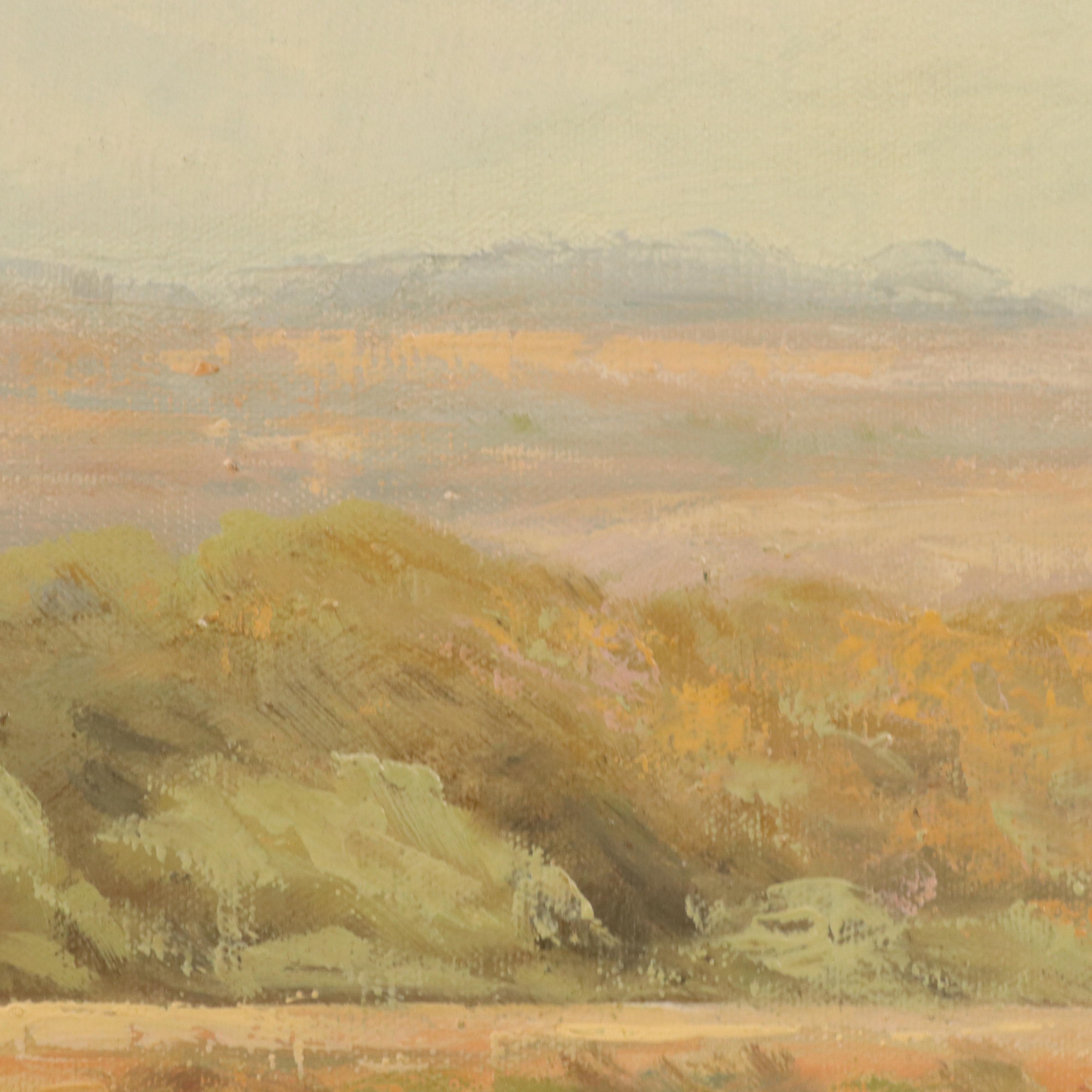 Duncan Carlton Landscape Oil Painting with Roadside View, Late 20th Century