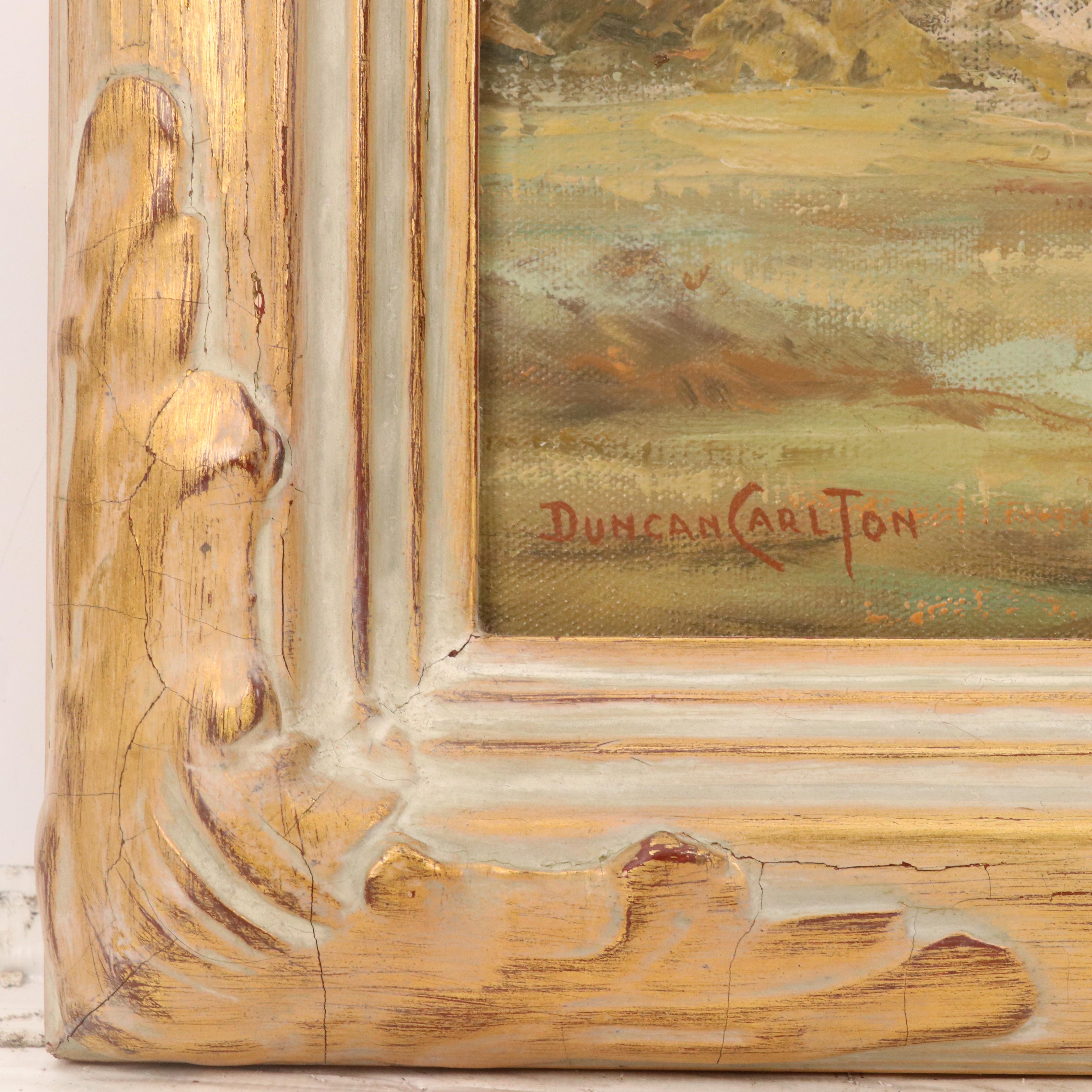 Duncan Carlton Landscape Oil Painting with Roadside View, Late 20th Century