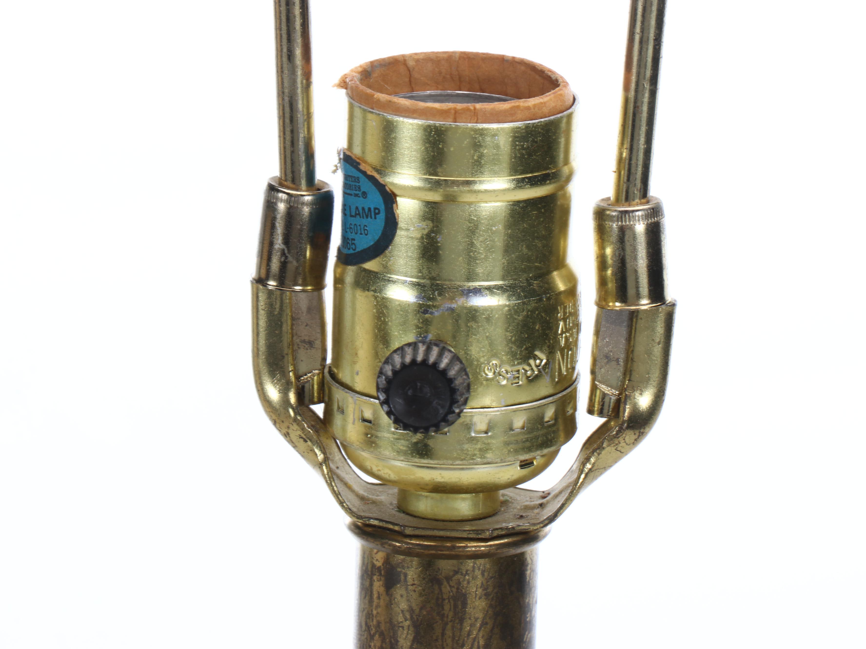 Hollywood Regency Brass Table Lamp with Drum Shade