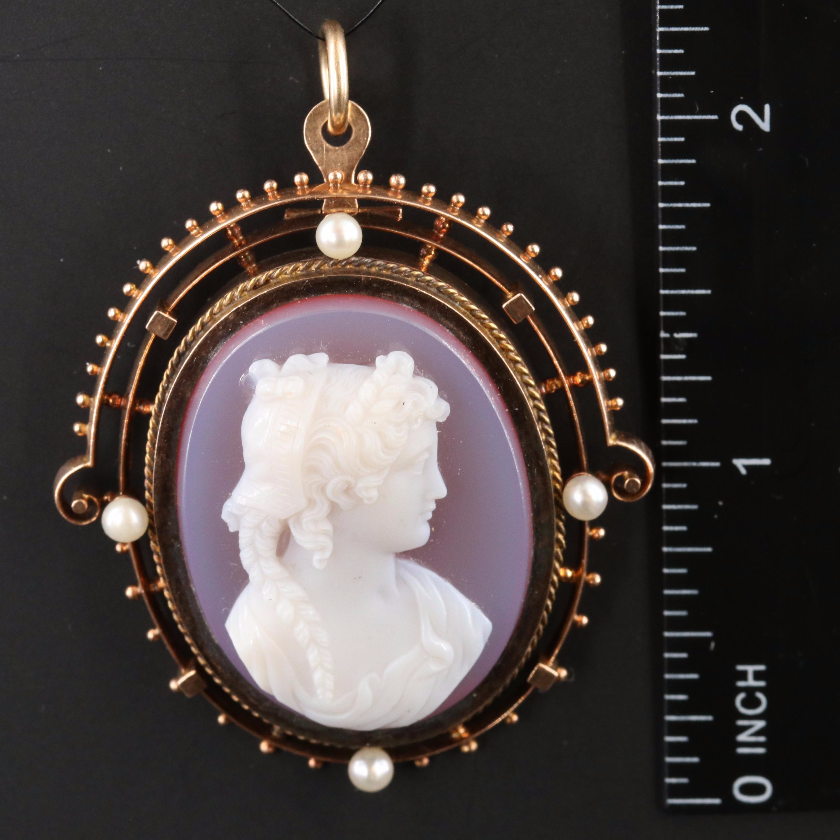 14K Sardonyx and Pearl Pendant