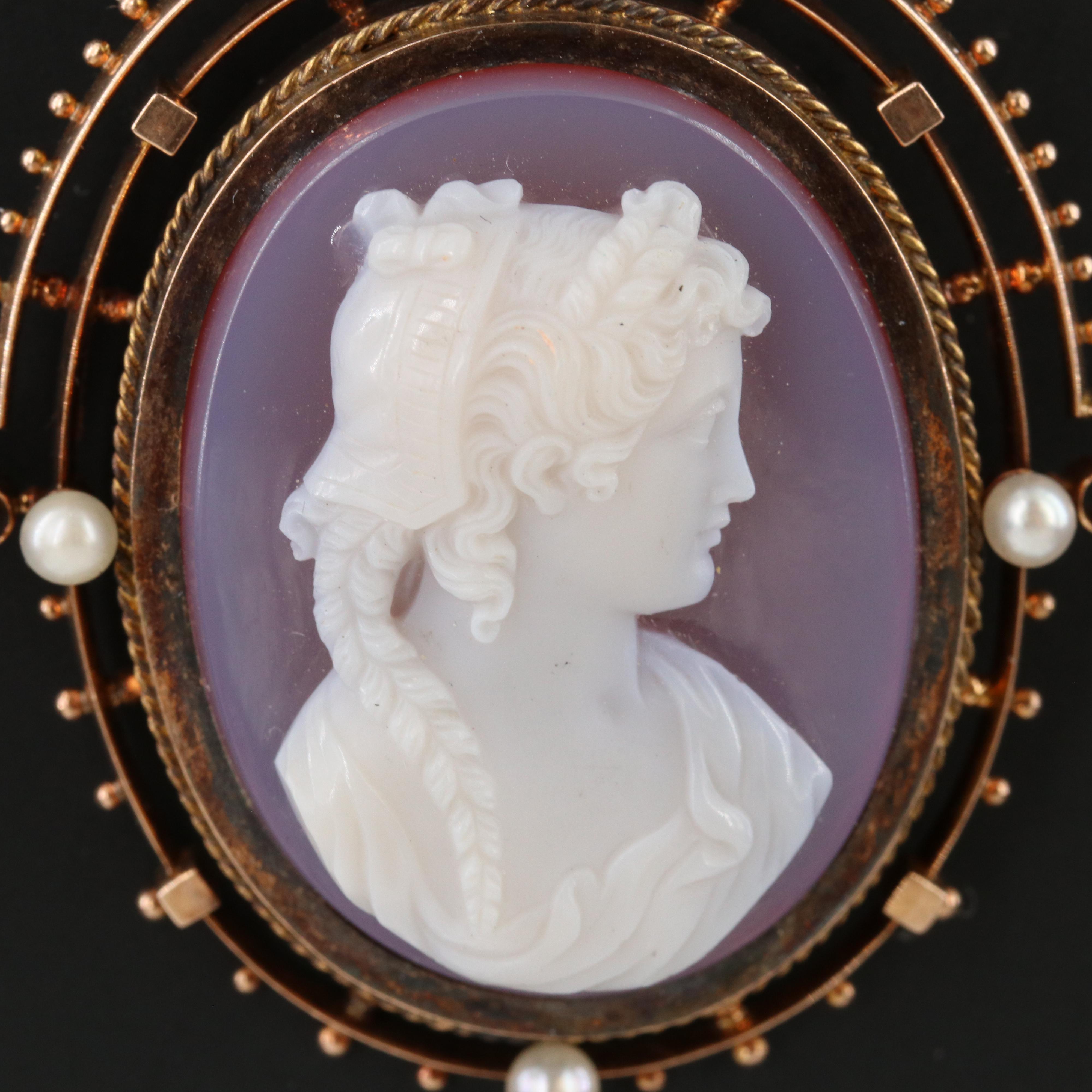 14K Sardonyx and Pearl Pendant