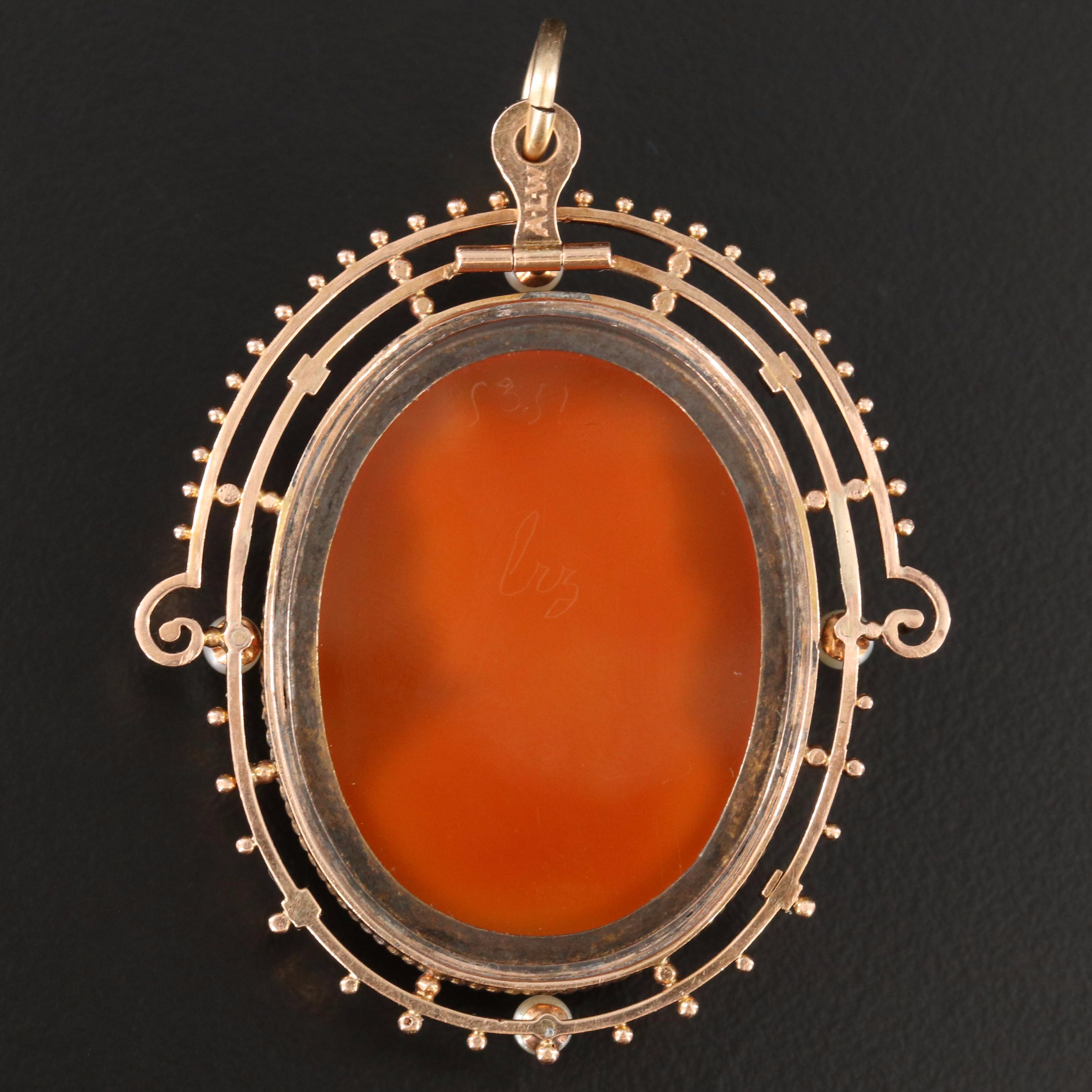 14K Sardonyx and Pearl Pendant