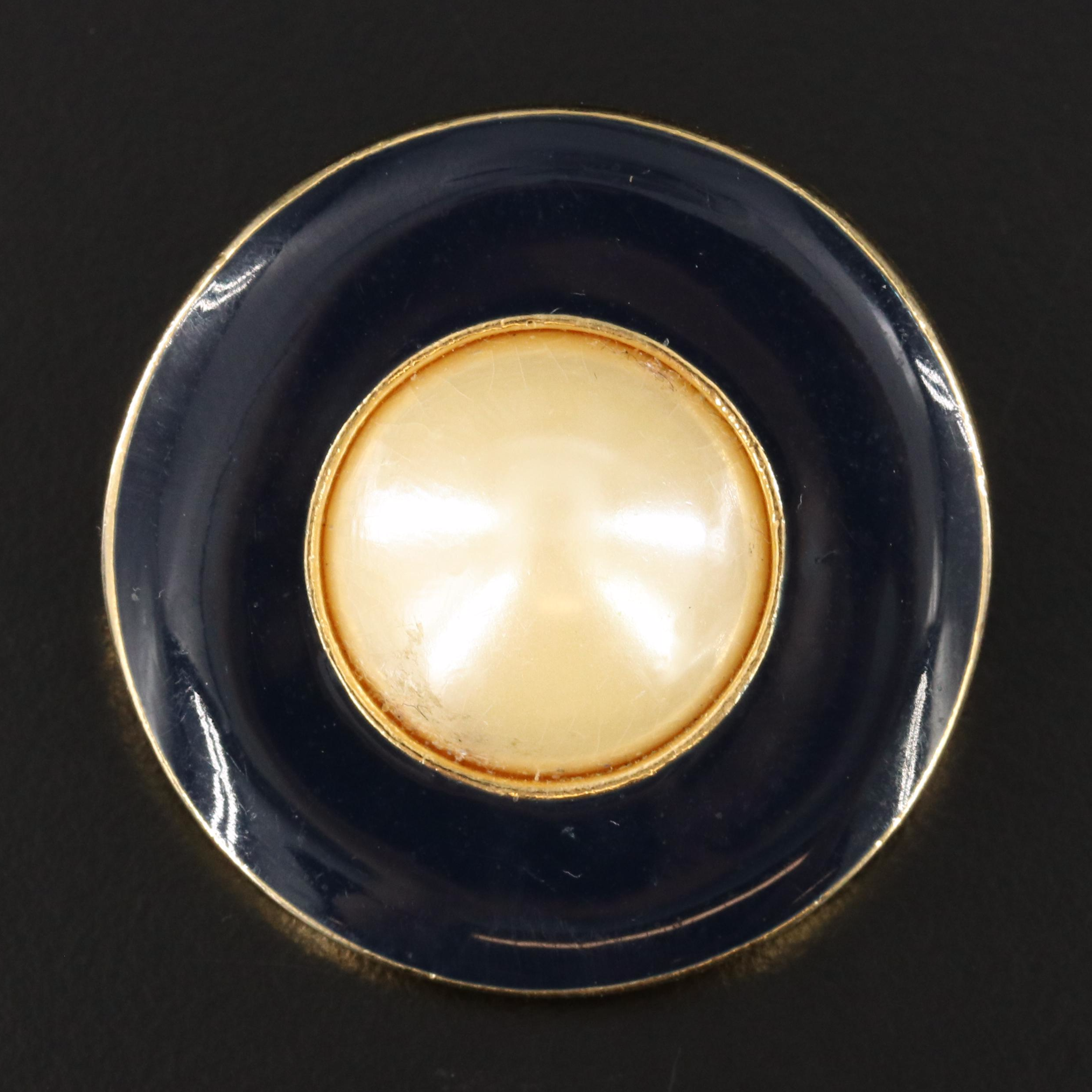 Faux Pearl Enamel Pin