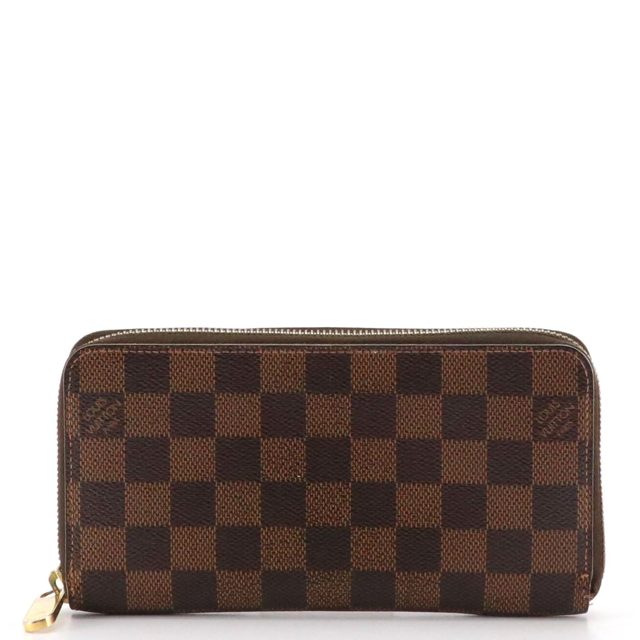 Louis Vuitton Zippy Wallet in Damier Ebene Canvas and Leather